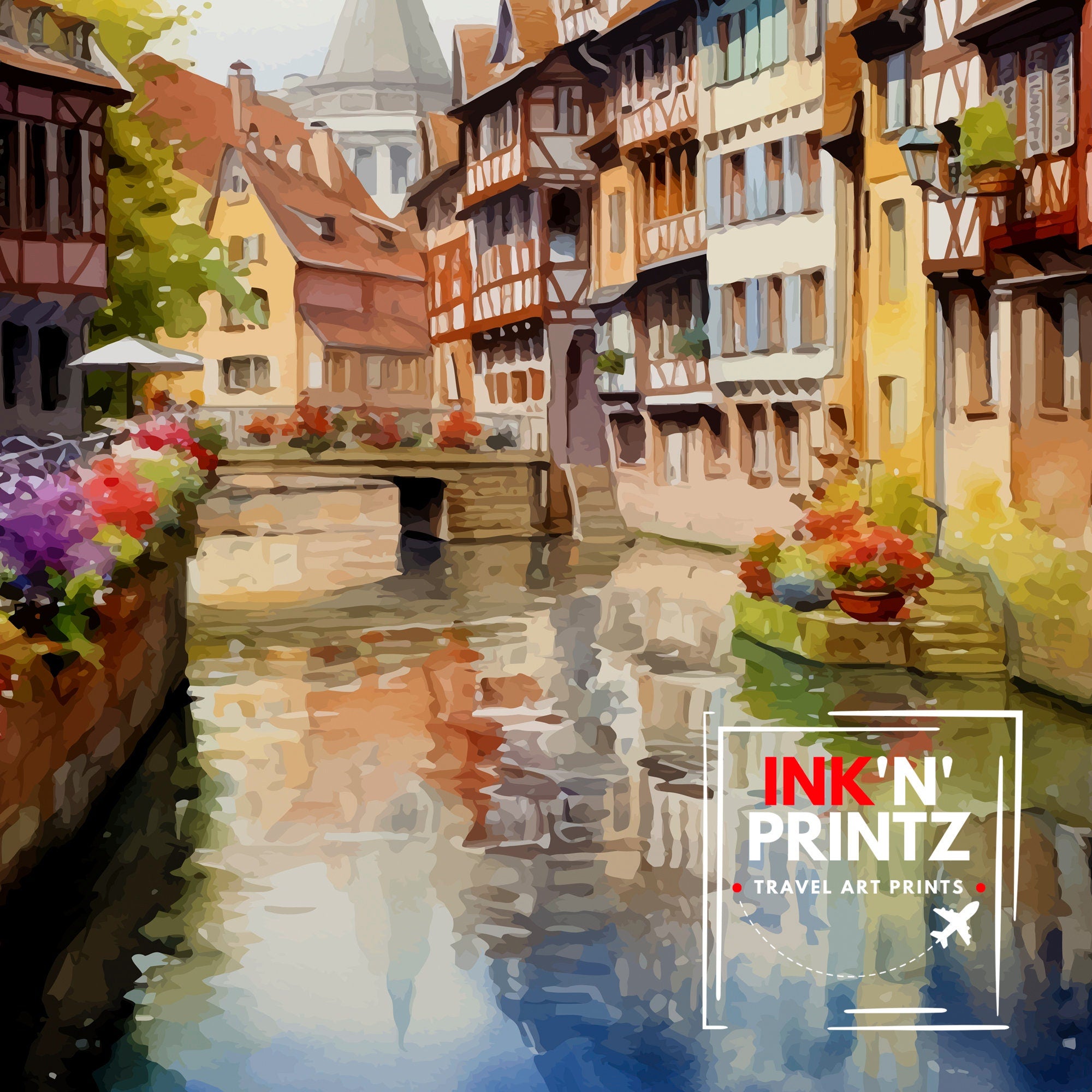 Strasbourg France Travel Print Strasbourg Wall Decor Strasbourg Poster France Travel Prints Strasbourg Art Print Strasbourg Illustration