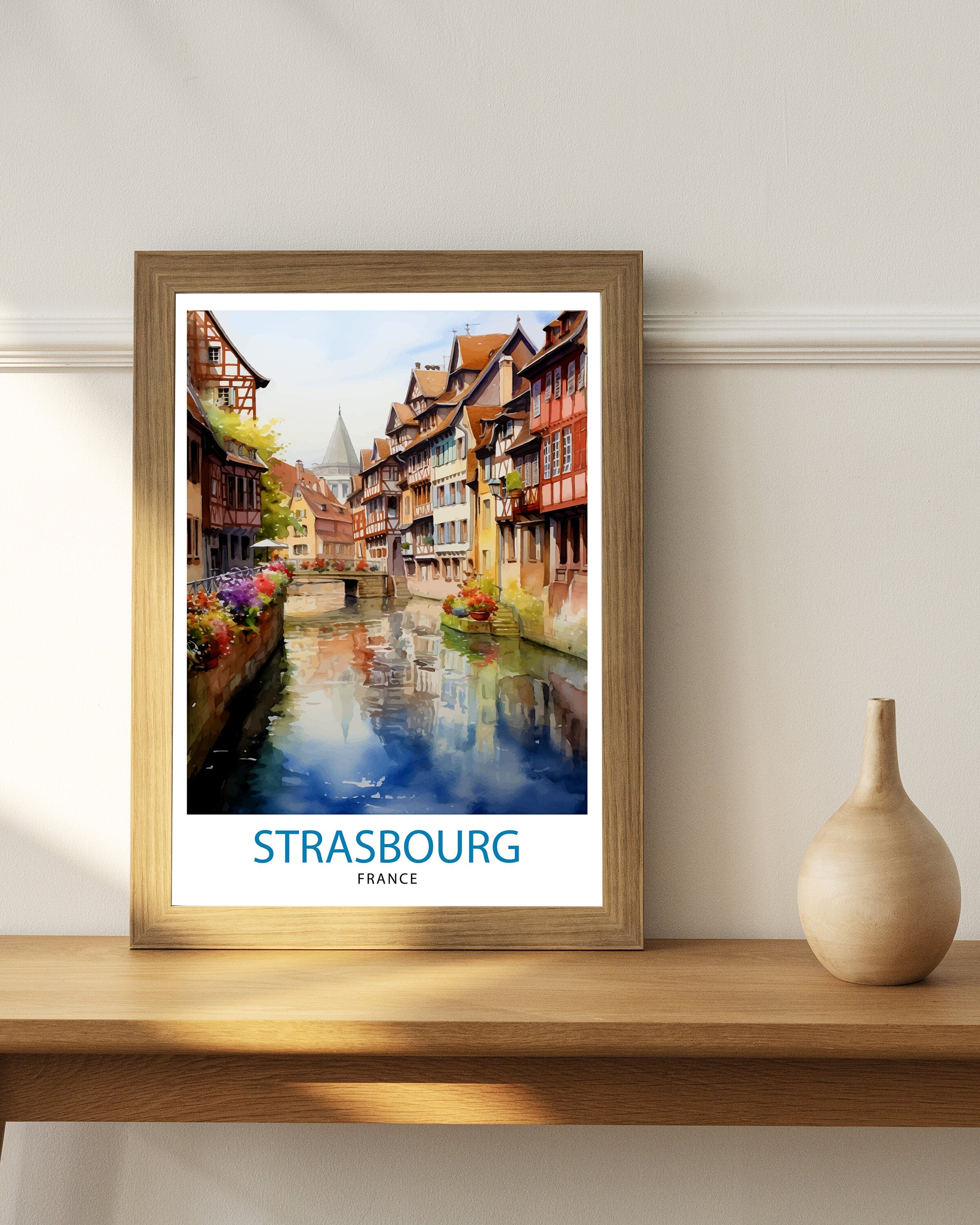 Strasbourg France Travel Print Strasbourg Wall Decor Strasbourg Poster France Travel Prints Strasbourg Art Print Strasbourg Illustration