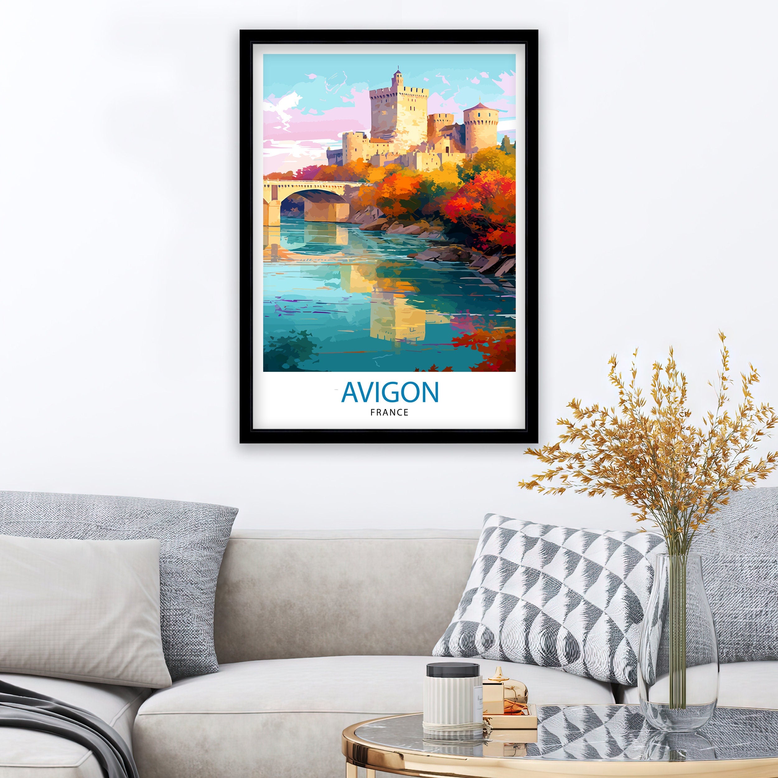 Avignon France Travel Print , Avignon Wall Decor, Avignon Home Living Decor, Avignon France Illustration, Travel Poster Gift for Avignon