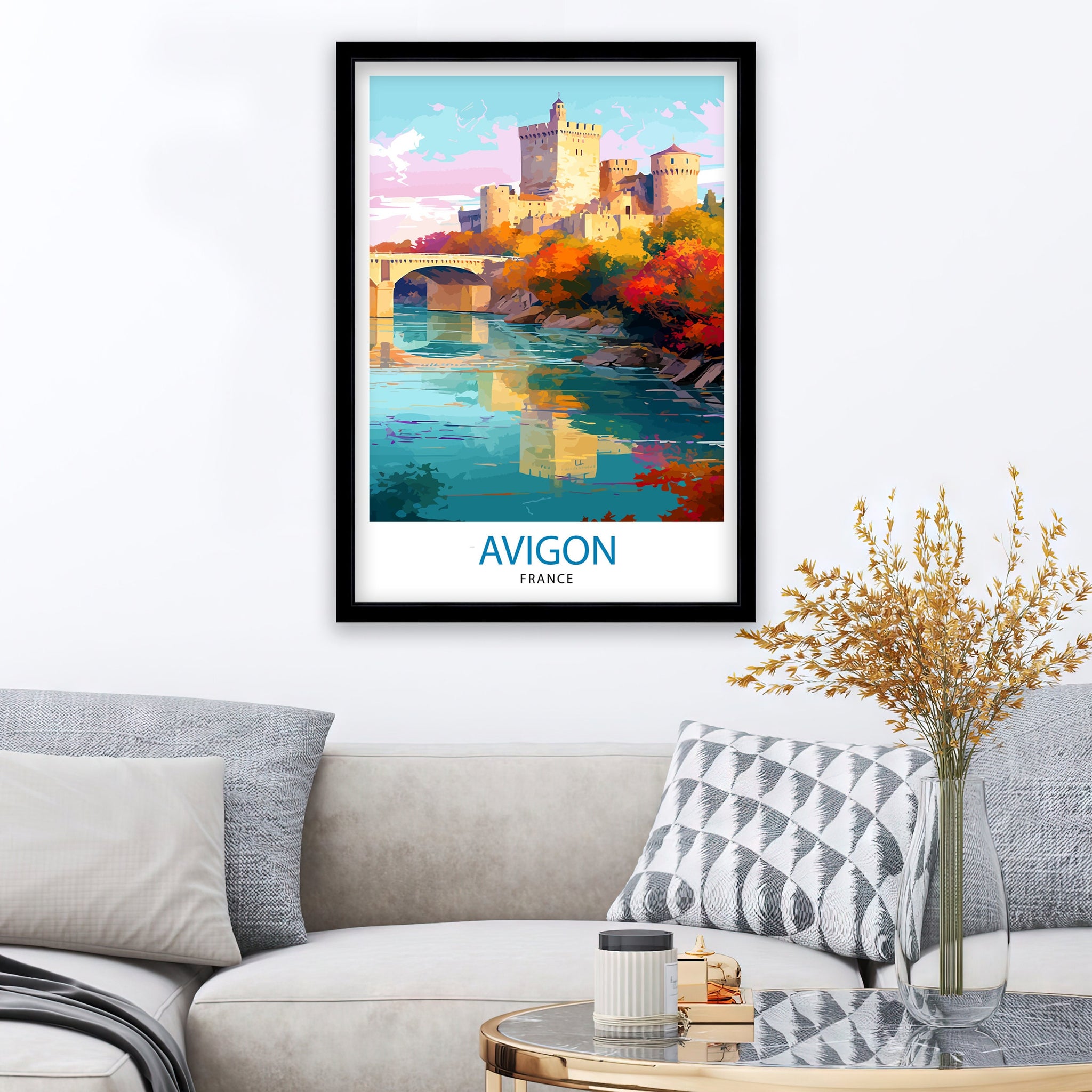 Avignon France Travel Print , Avignon Wall Decor, Avignon Home Living Decor, Avignon France Illustration, Travel Poster Gift for Avignon