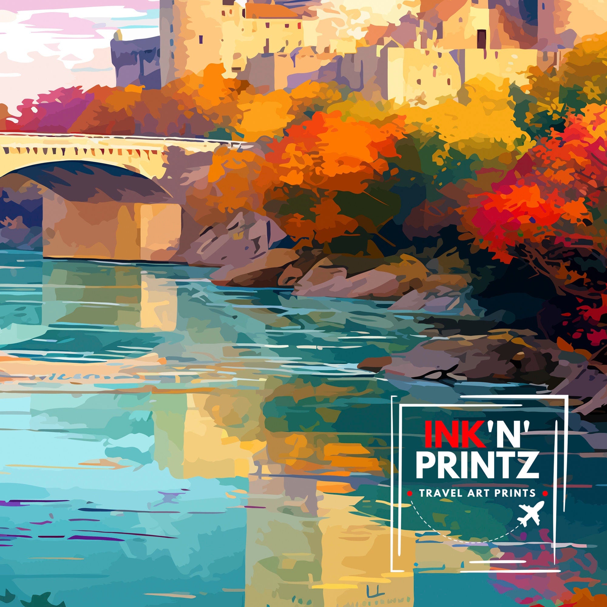 Avignon France Travel Print , Avignon Wall Decor, Avignon Home Living Decor, Avignon France Illustration, Travel Poster Gift for Avignon