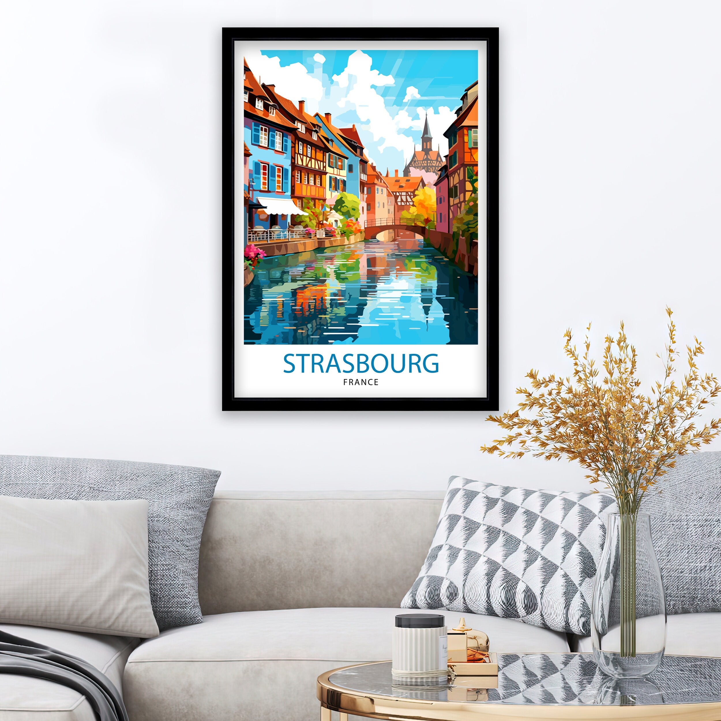 Strasbourg France Travel Print Strasbourg Wall Decor Strasbourg Poster France Travel Prints Strasbourg Art Print Strasbourg Illustration