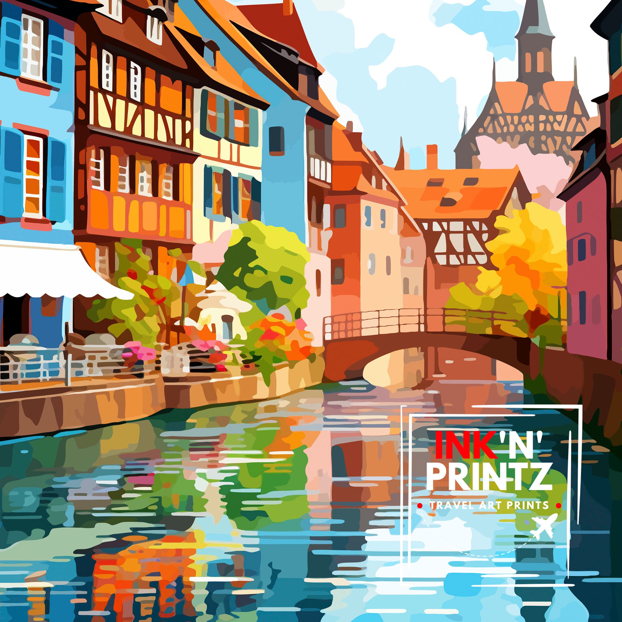 Strasbourg France Travel Print Strasbourg Wall Decor Strasbourg Poster France Travel Prints Strasbourg Art Print Strasbourg Illustration
