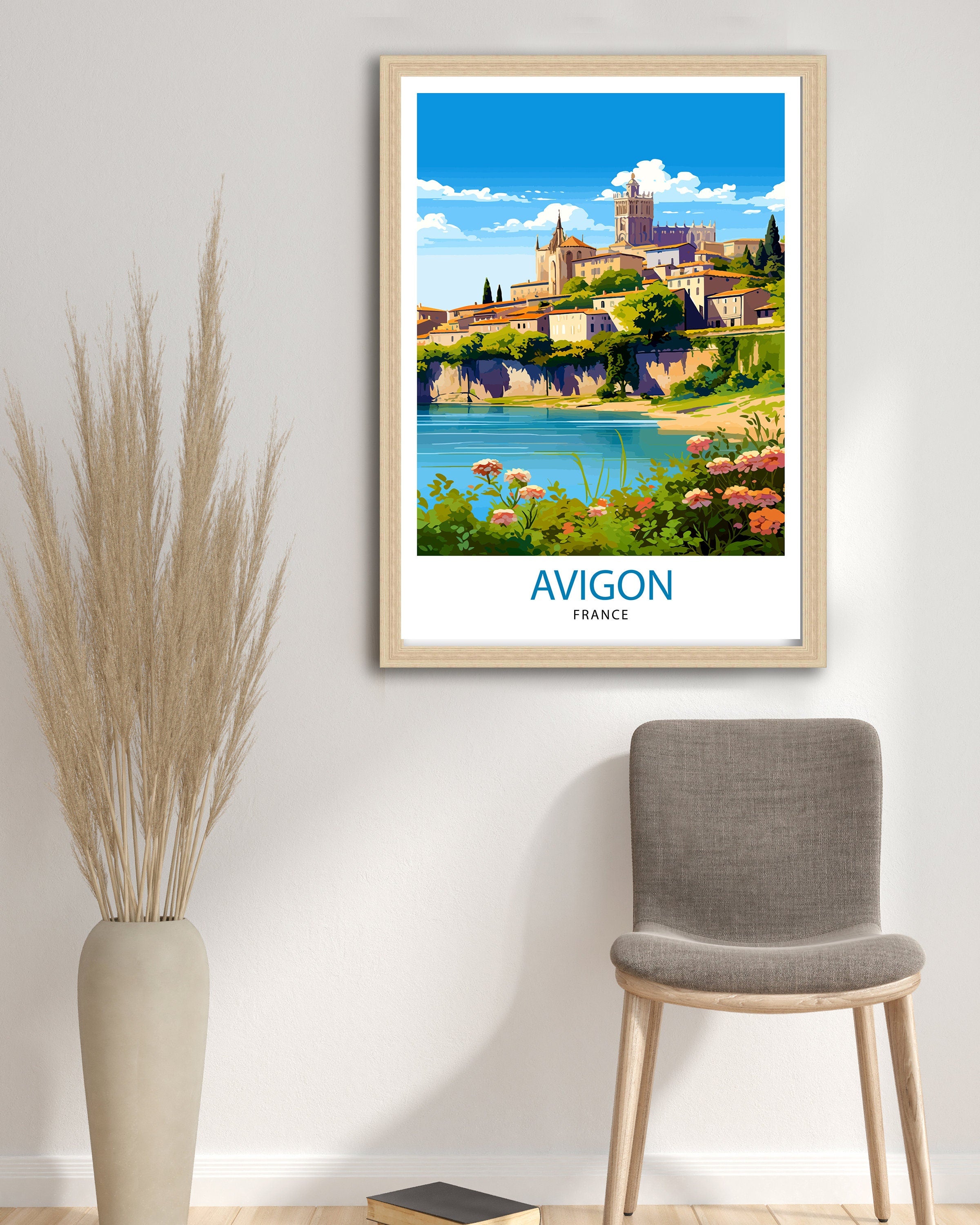 Avignon France Travel Print , Avignon Wall Decor, Avignon Home Living Decor, Avignon France Illustration, Travel Poster Gift for Avignon