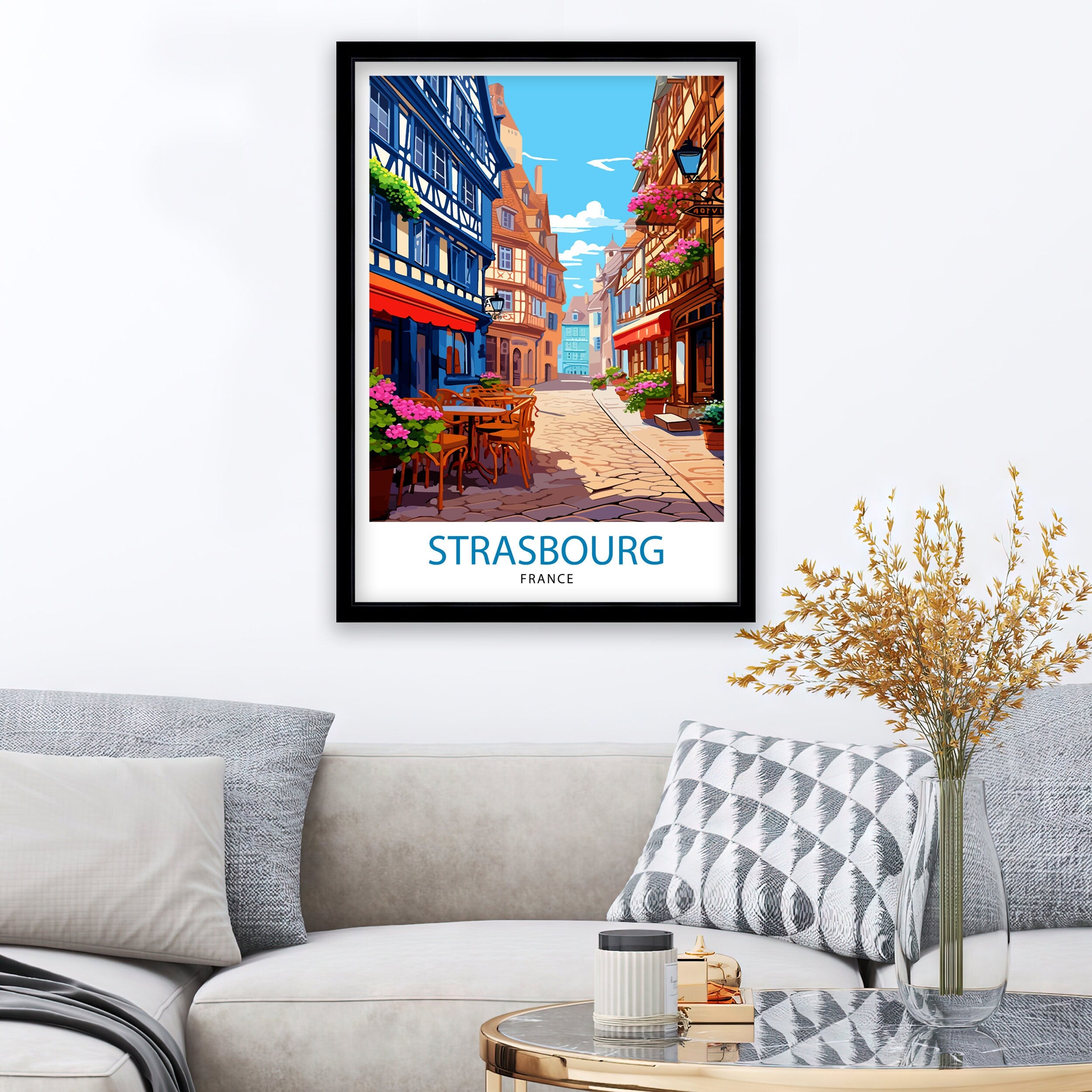 Strasbourg France Travel Print Strasbourg Wall Decor Strasbourg Poster France Travel Prints Strasbourg Art Print Strasbourg Illustration