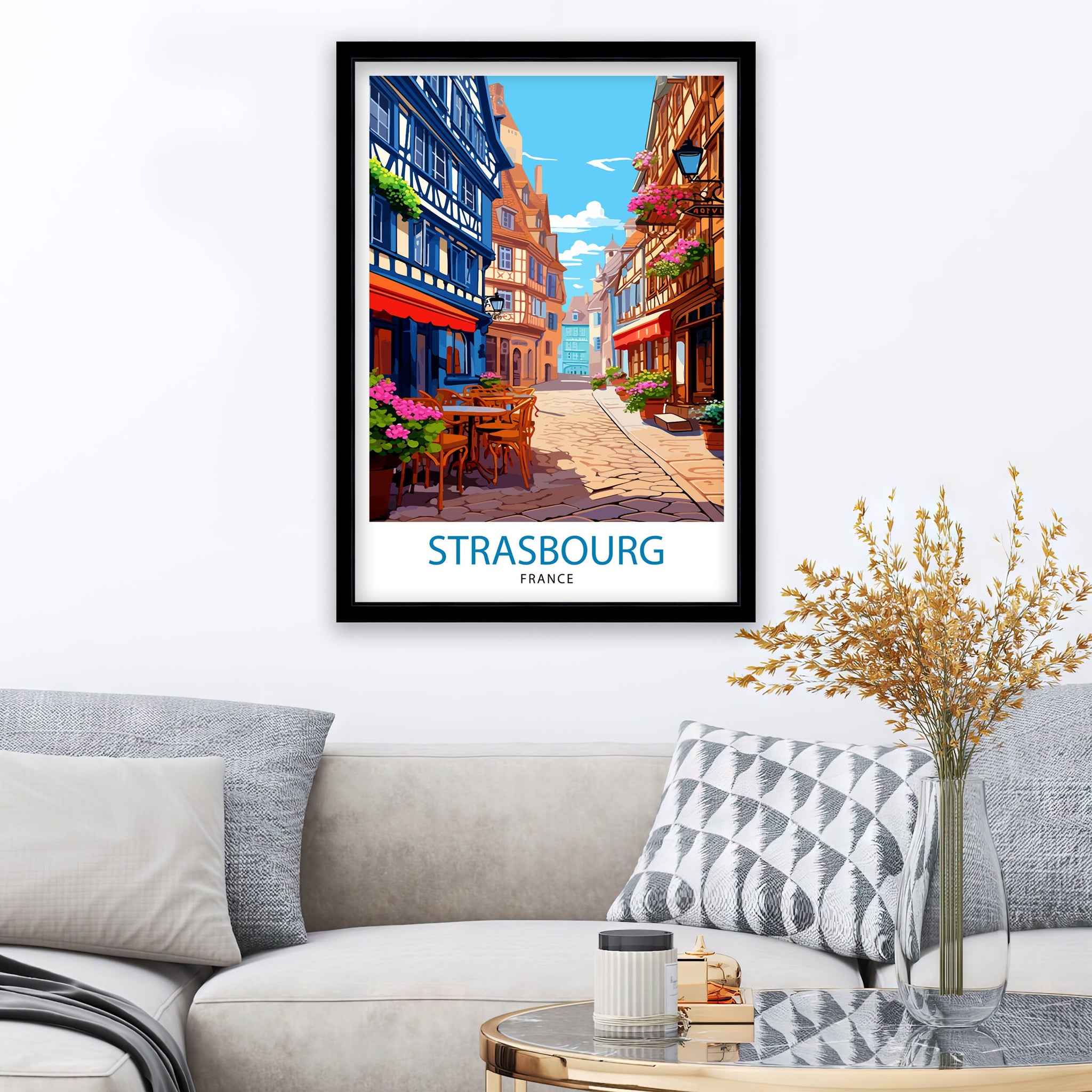 Strasbourg France Travel Print Strasbourg Wall Decor Strasbourg Poster France Travel Prints Strasbourg Art Print Strasbourg Illustration