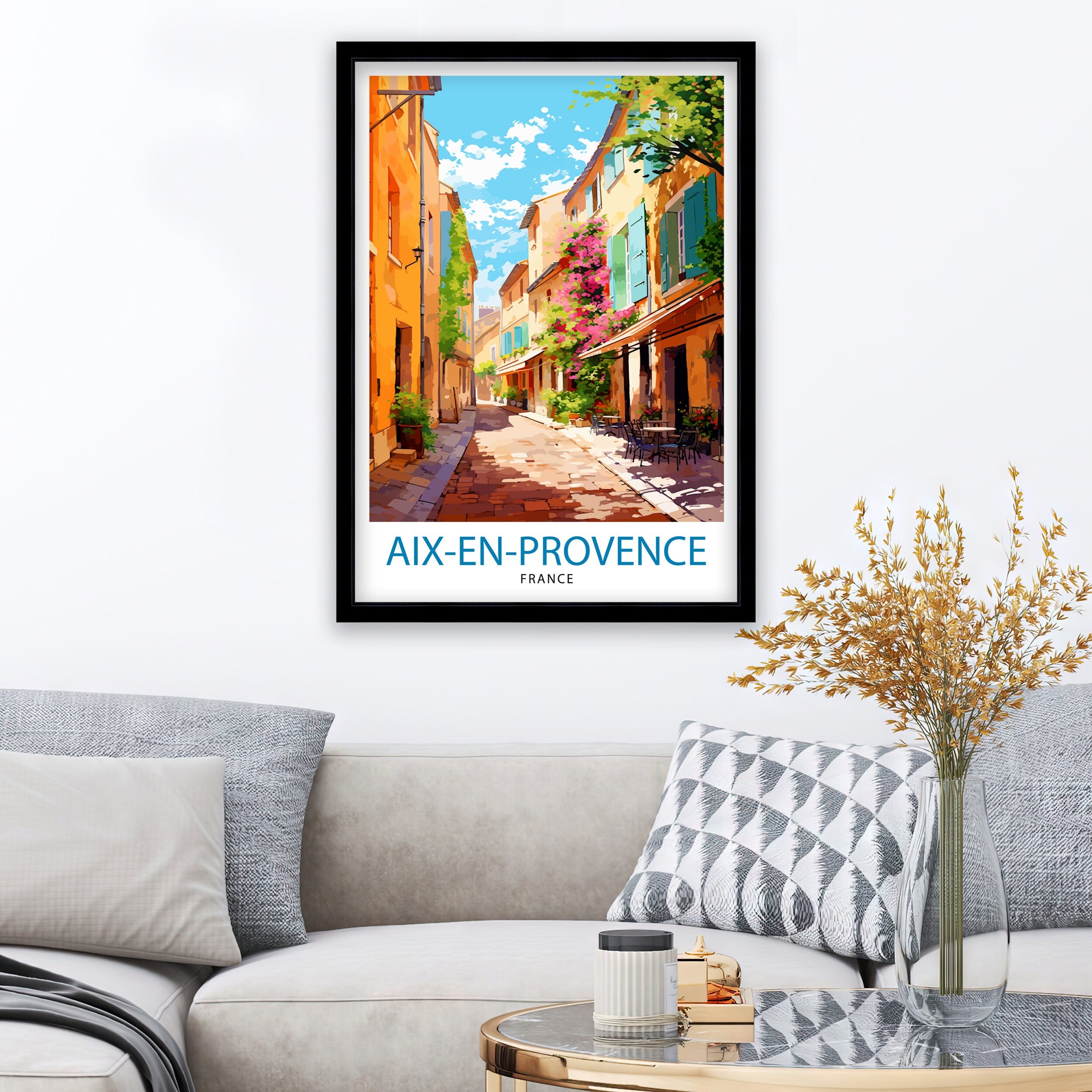 Aix-en-Provence Travel Print Provence Wall Decor Aix-en-Provence Poster France Travel Prints Aix-en-Provence Art Print Provence Illustration