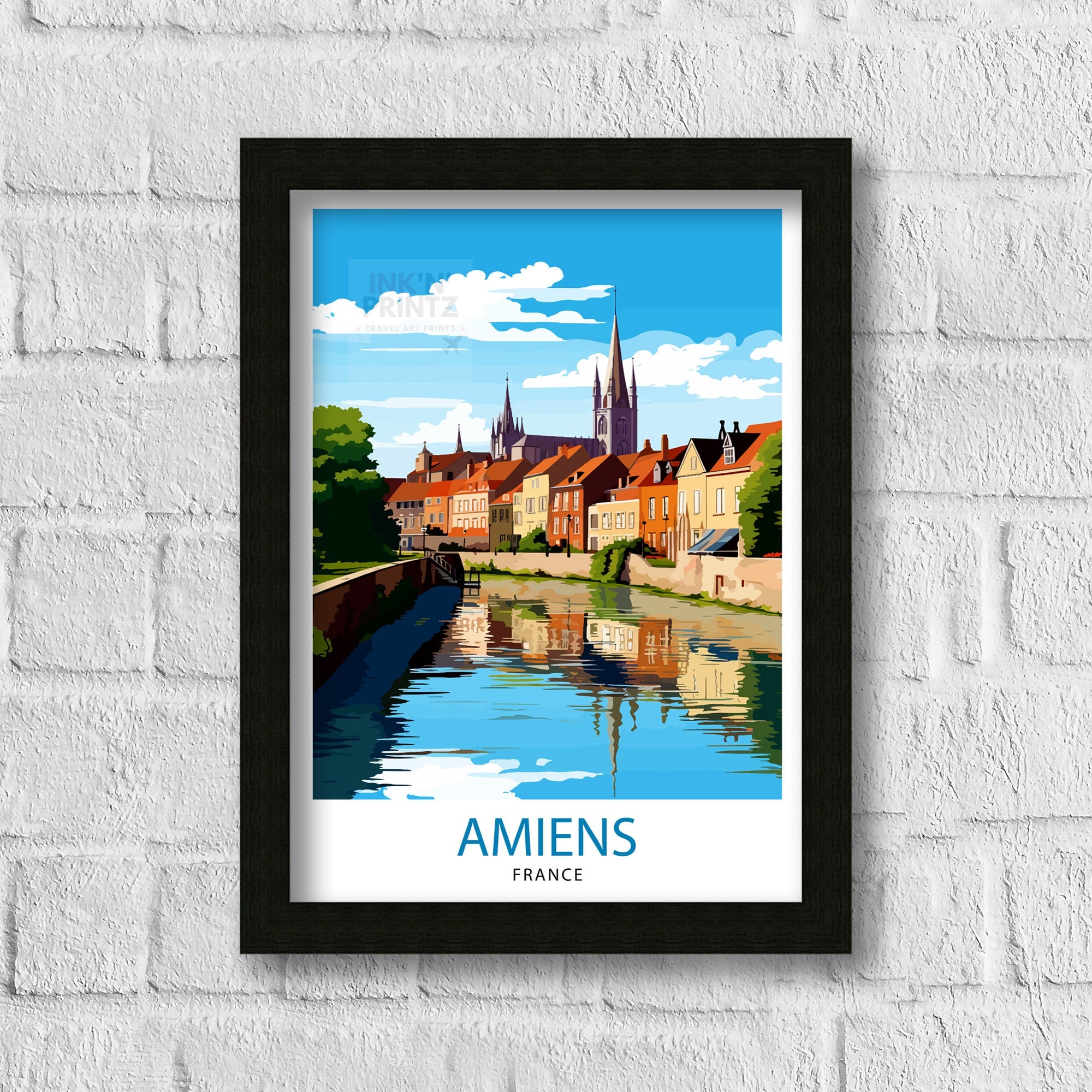 Amiens France Travel Print Amiens Wall Decor Amiens Poster France Travel Prints Amiens Art Print Amiens Illustration