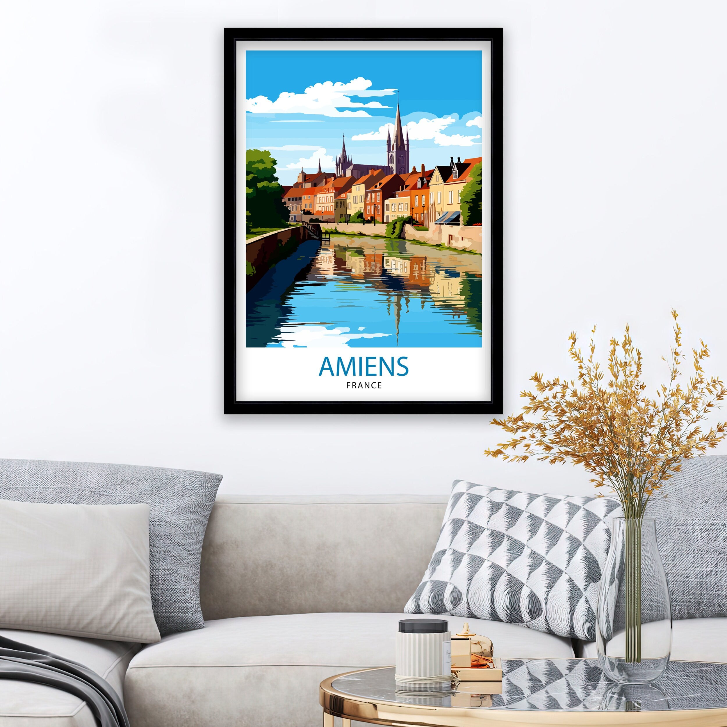 Amiens France Travel Print Amiens Wall Decor Amiens Poster France Travel Prints Amiens Art Print Amiens Illustration