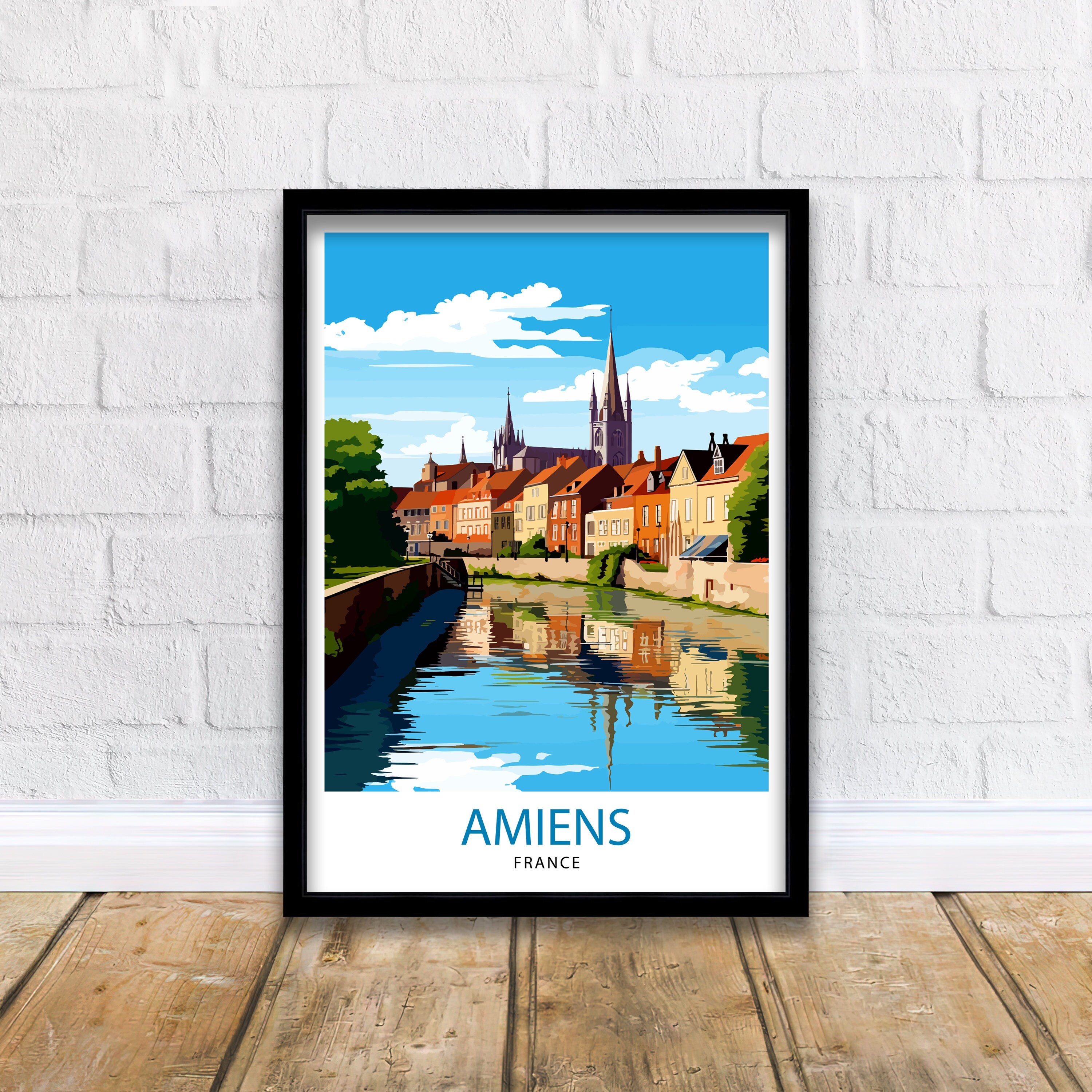 Amiens France Travel Print Amiens Wall Decor Amiens Poster France Travel Prints Amiens Art Print Amiens Illustration