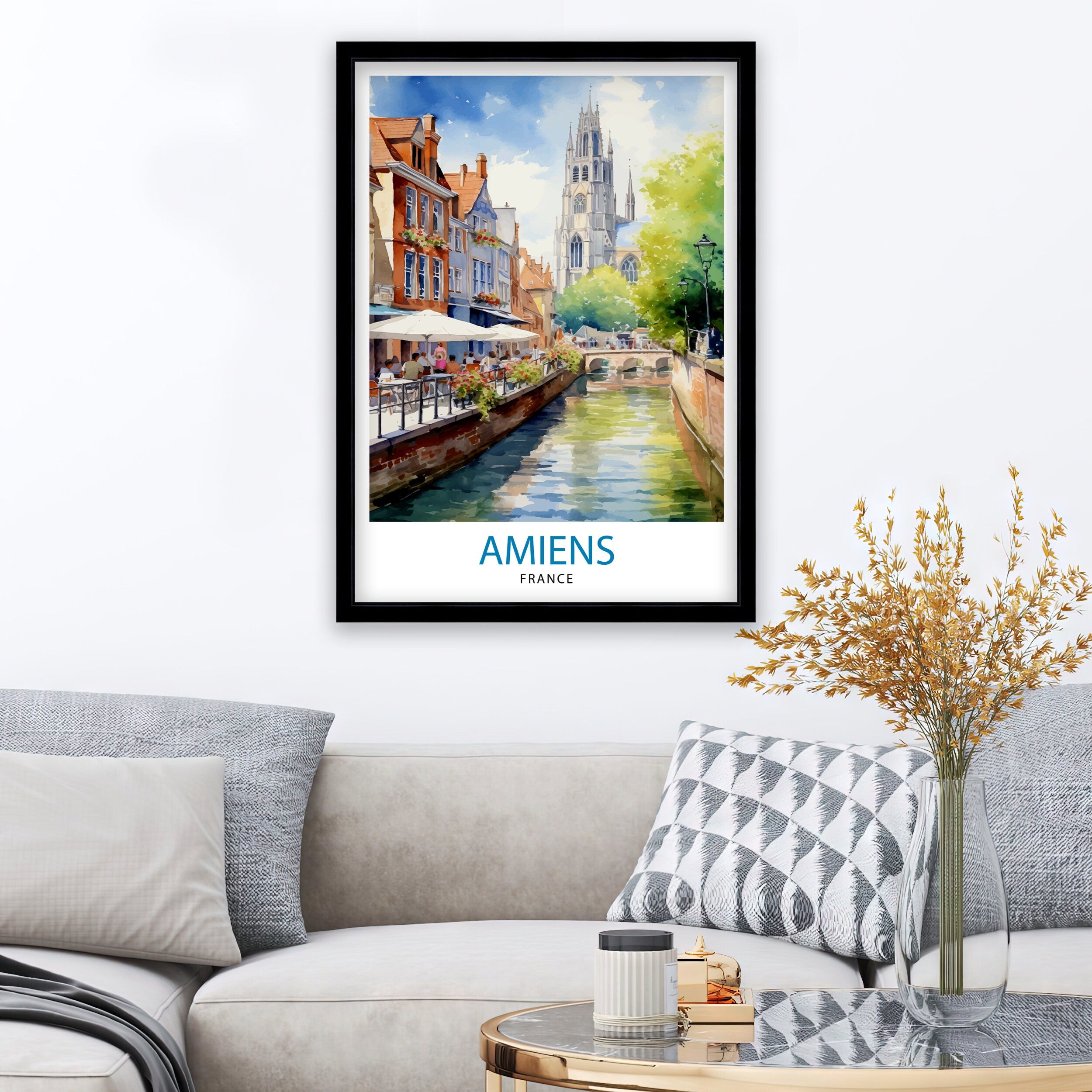 Amiens France Travel Print Amiens Wall Decor Amiens Poster France Travel Prints Amiens Art Print Amiens Illustration Amiens Wall Art