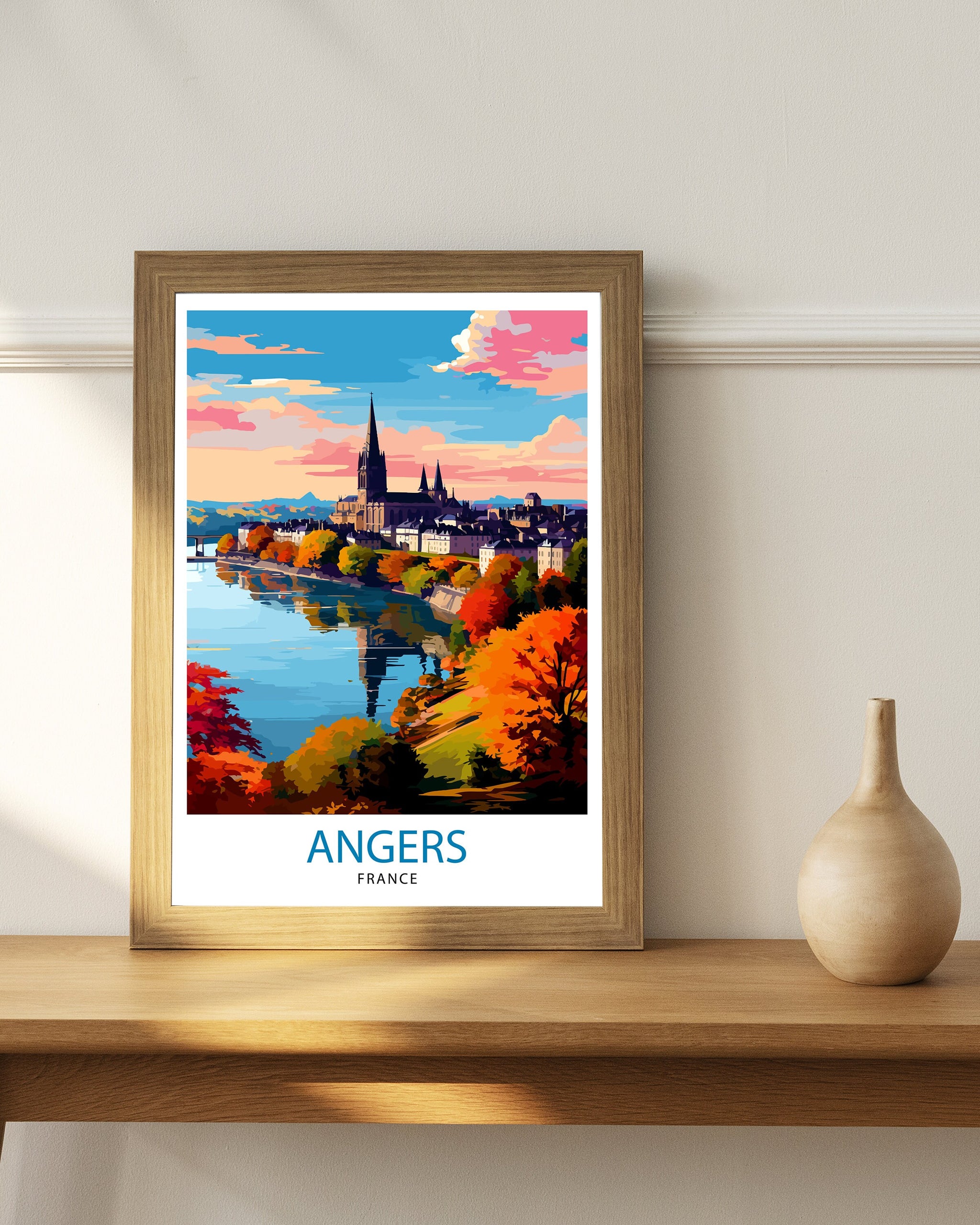 Angers France Travel Print Angers Wall Decor Angers Poster France Travel Prints Angers Art Print Angers Illustration Angers Wall Art