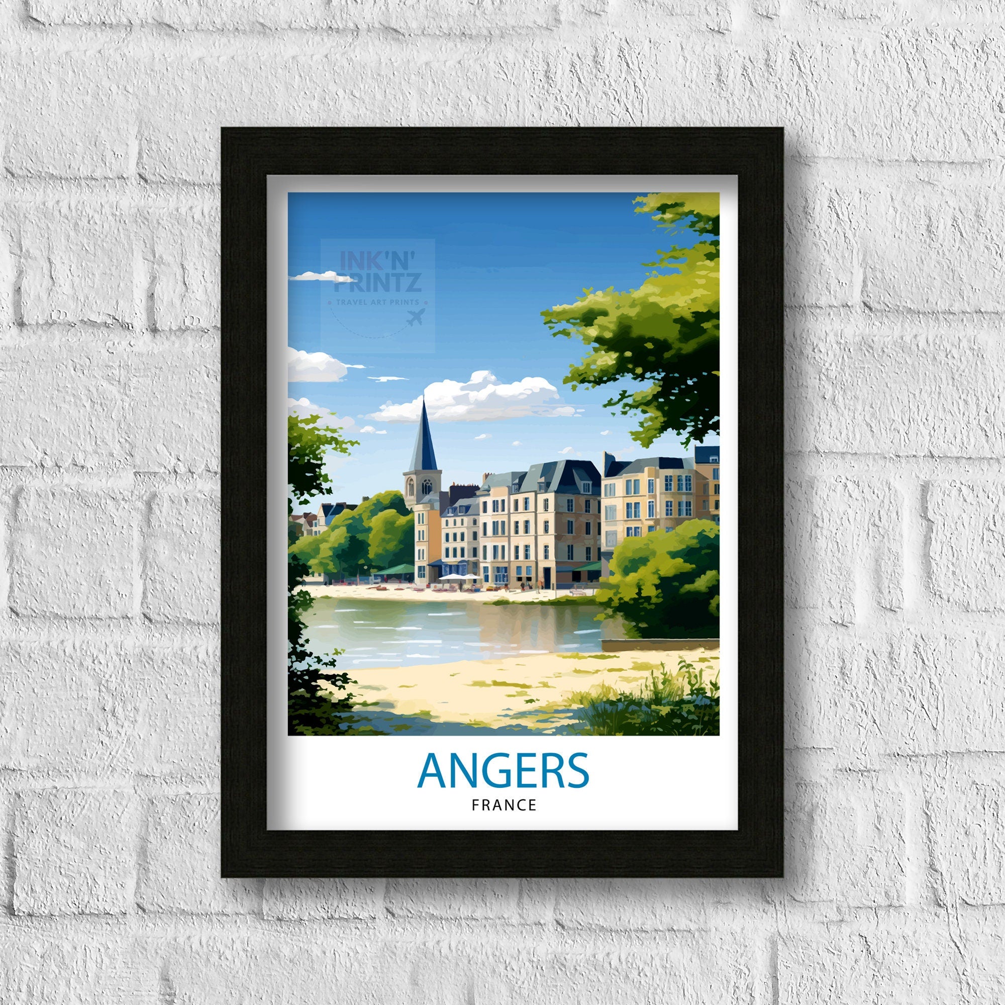 Angers France Travel Print Angers Wall Decor Angers Poster France Travel Prints Angers Art Print Angers Illustration Angers Wall Art