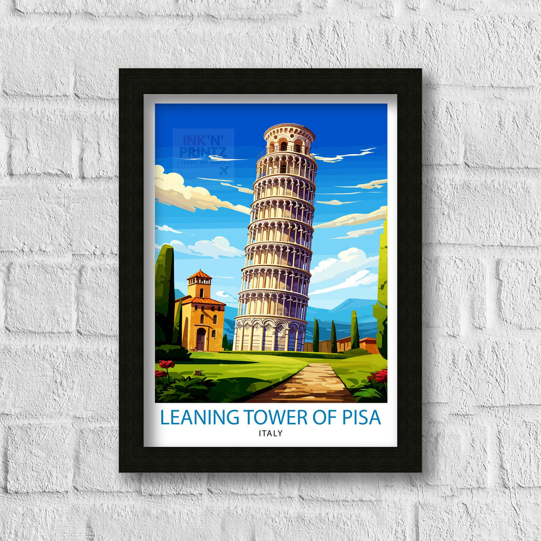 Leaning Tower of Pisa Italy Travel Poster Pisa