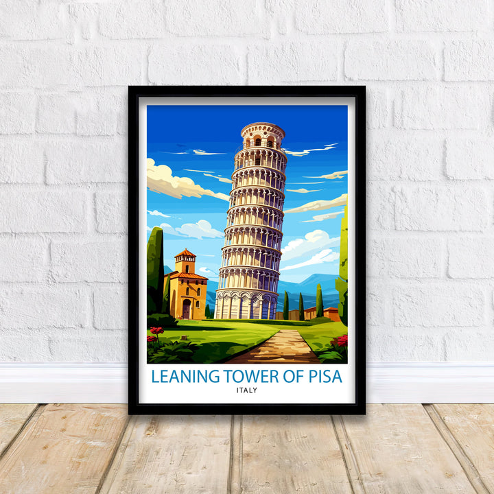 Leaning Tower of Pisa Italy Travel Poster Pisa