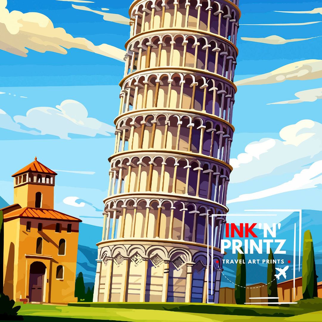 Leaning Tower of Pisa Italy Travel Poster Pisa