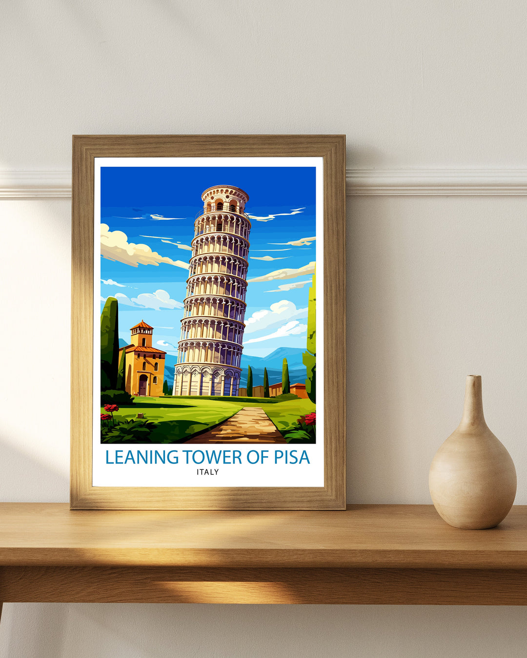 Leaning Tower of Pisa Italy Travel Poster Pisa