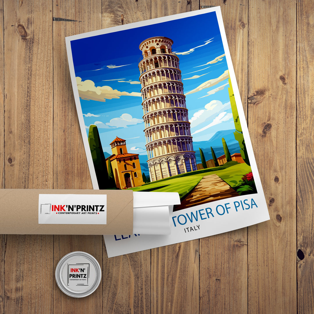 Leaning Tower of Pisa Italy Travel Poster Pisa