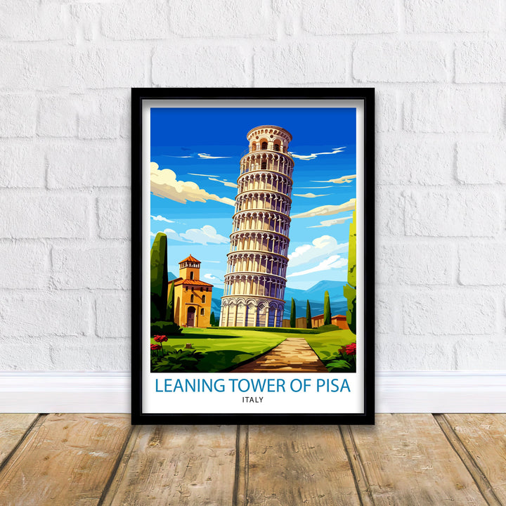 Leaning Tower of Pisa Italy Travel Poster Pisa