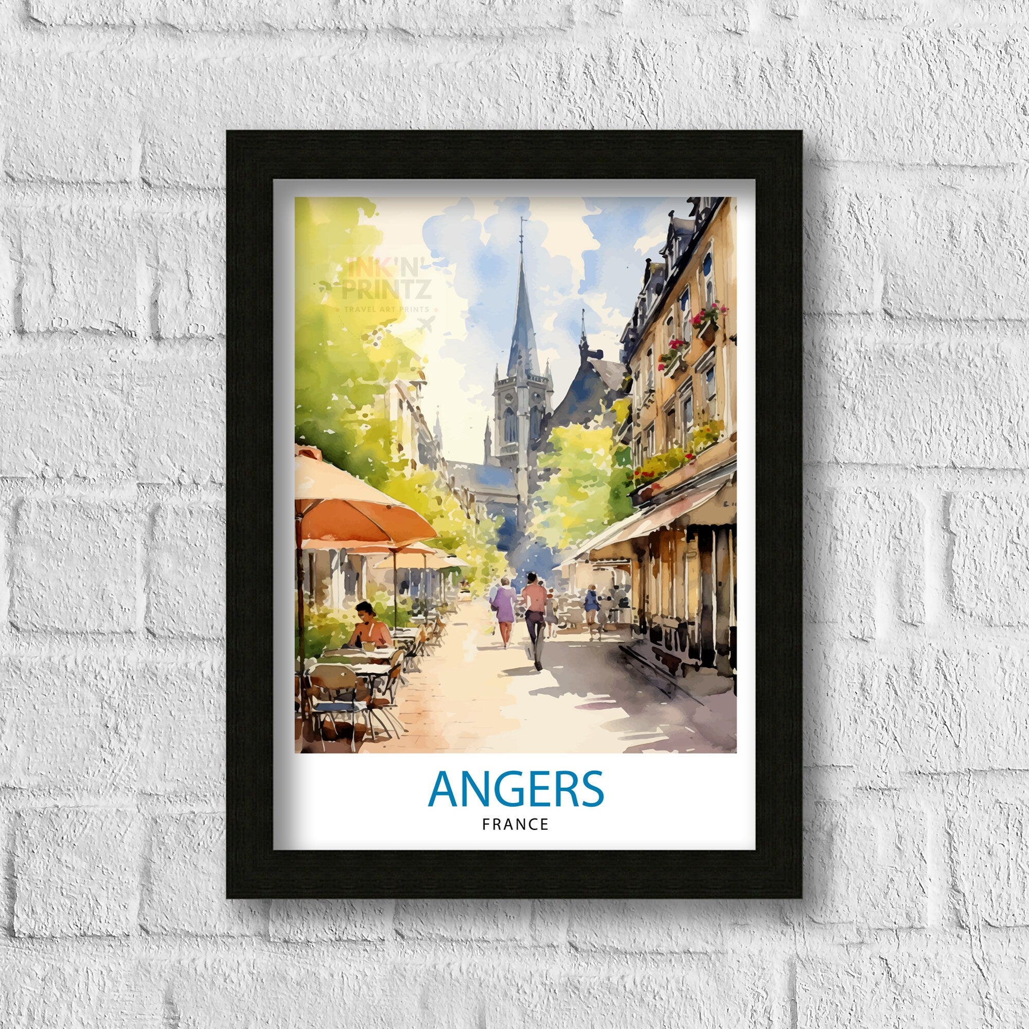Angers France Travel Print Angers Wall Decor Angers Poster France Travel Prints Angers Art Print Angers Illustration Angers Wall Art