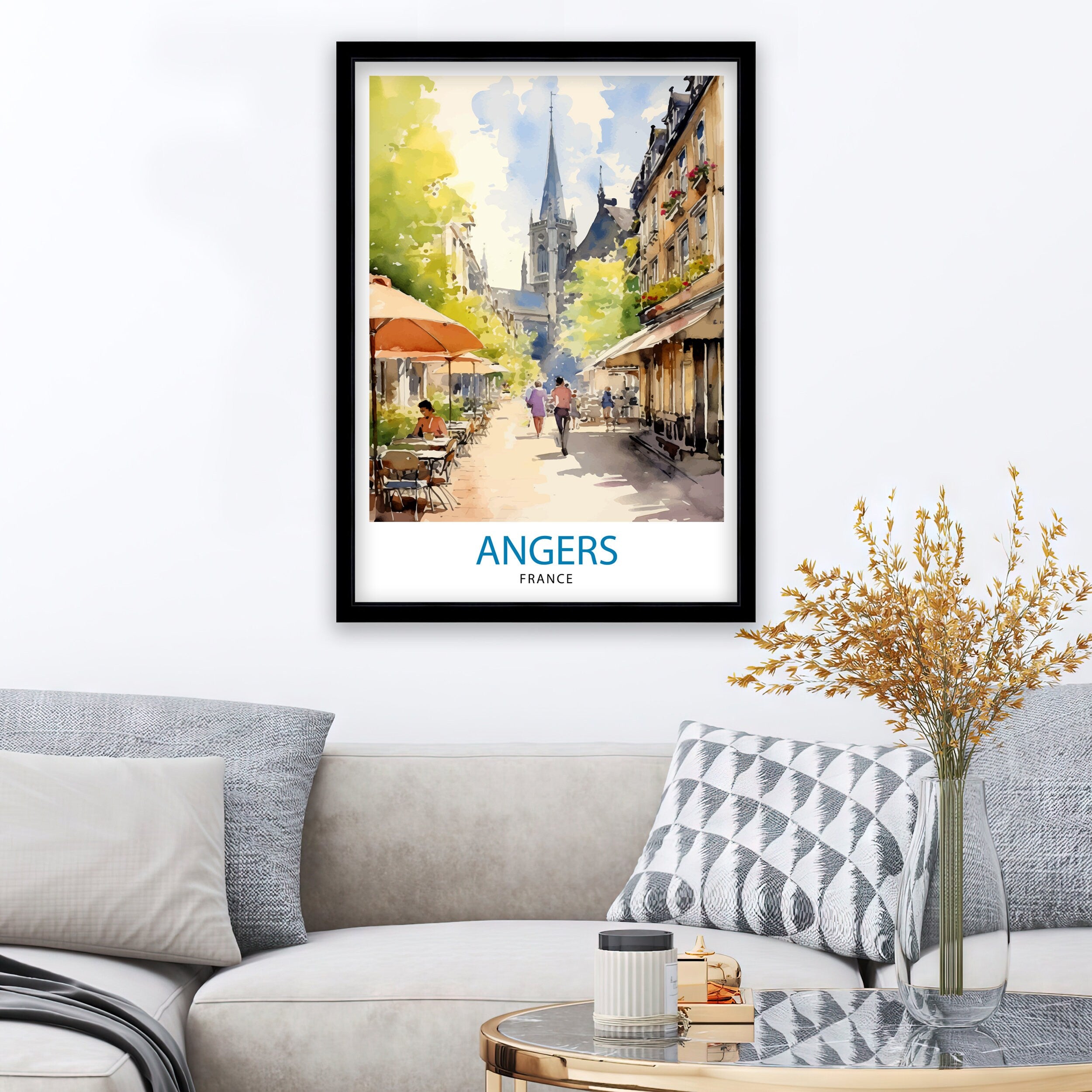Angers France Travel Print Angers Wall Decor Angers Poster France Travel Prints Angers Art Print Angers Illustration Angers Wall Art