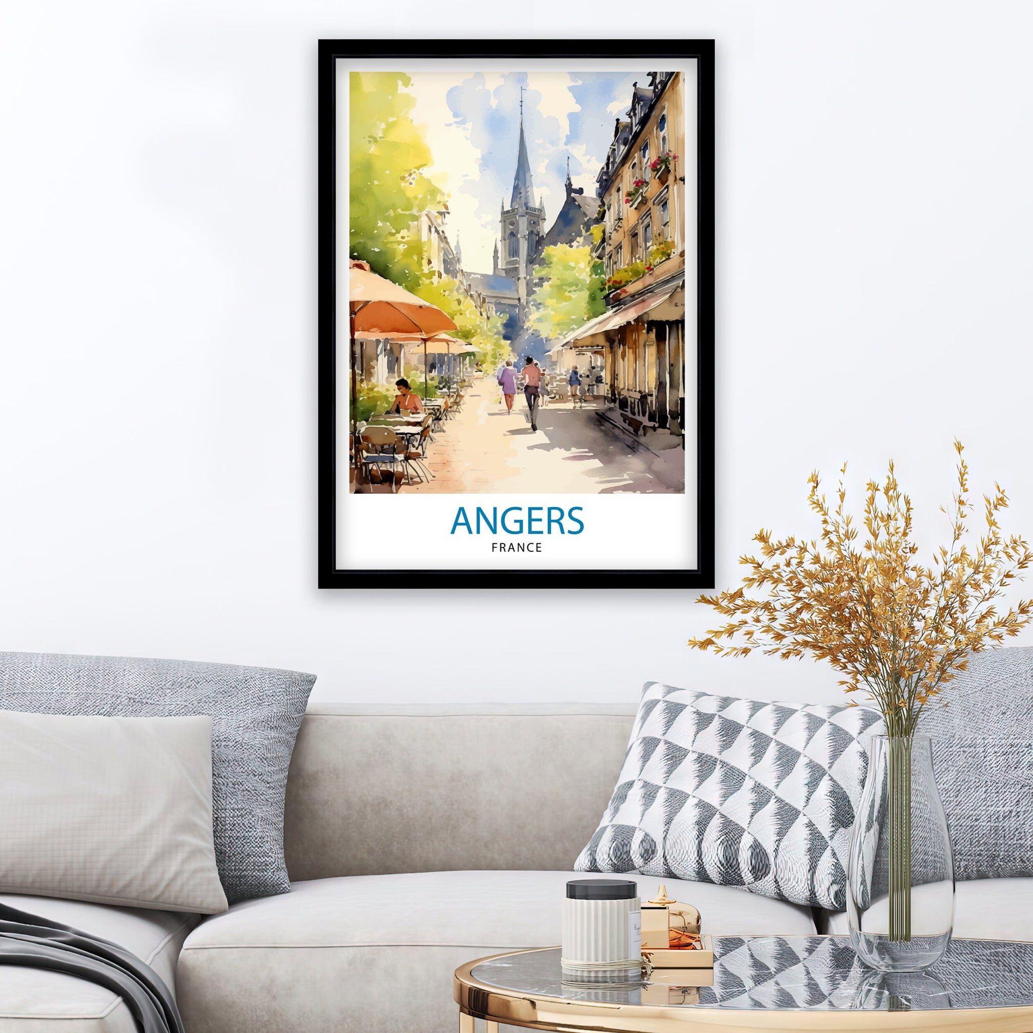 Angers France Travel Print Angers Wall Decor Angers Poster France Travel Prints Angers Art Print Angers Illustration Angers Wall Art
