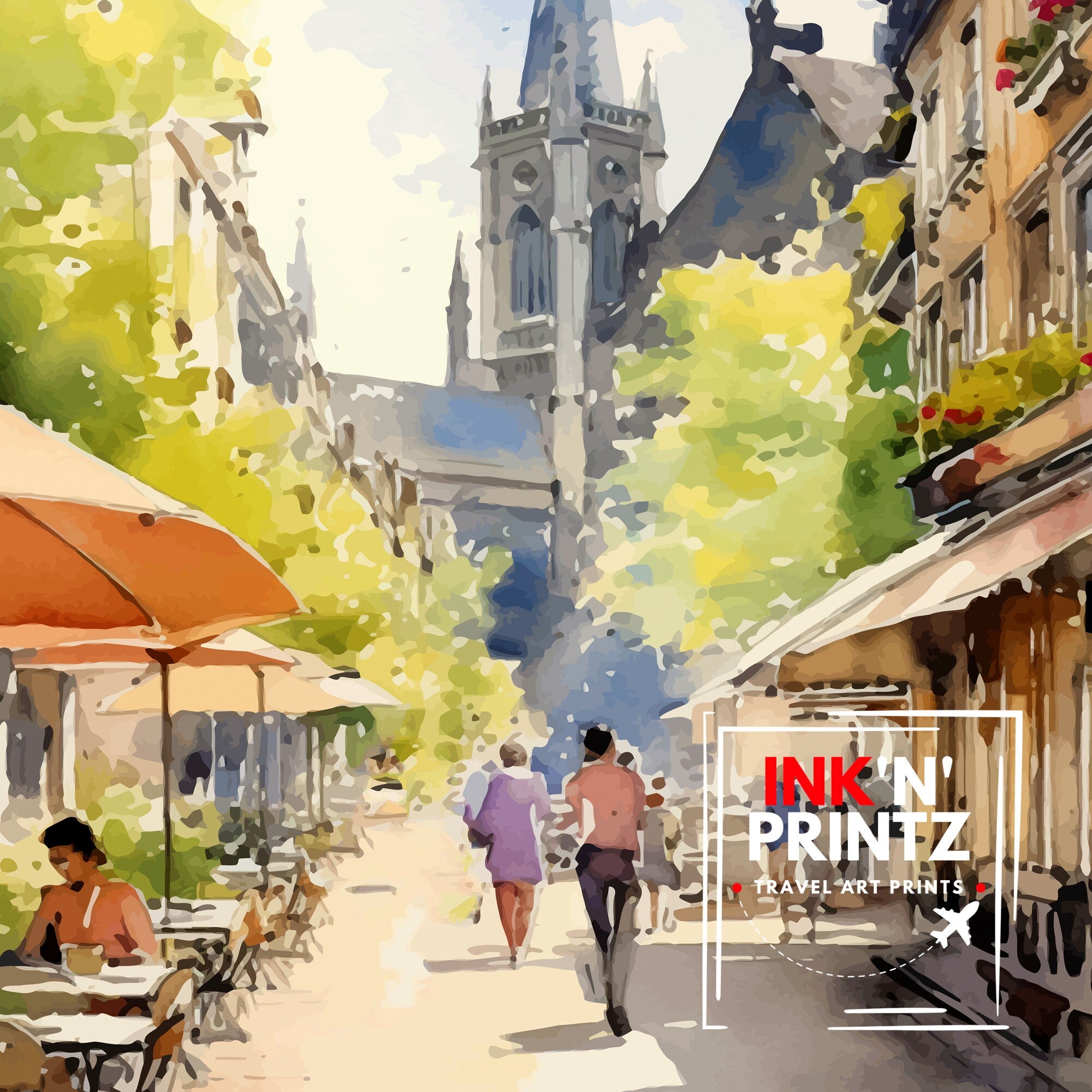 Angers France Travel Print Angers Wall Decor Angers Poster France Travel Prints Angers Art Print Angers Illustration Angers Wall Art