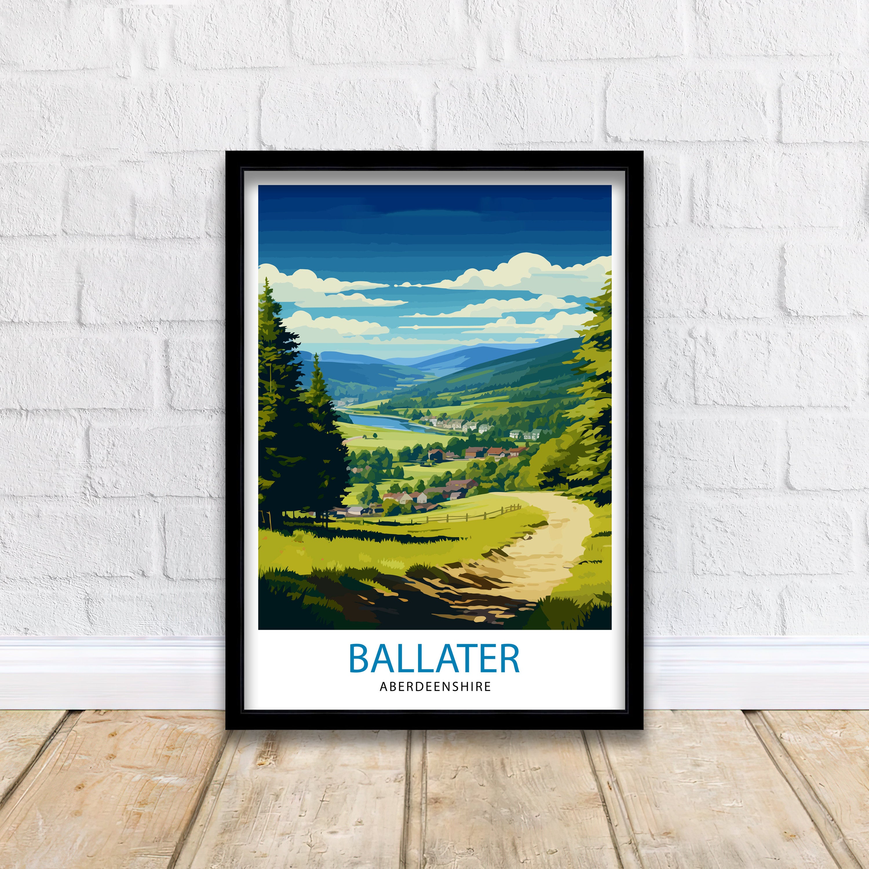 Ballater Aberdeenshire Travel Print Ballater Wall Decor Ballater Poster Aberdeenshire Travel Prints Ballater Art Print Ballater Illustration