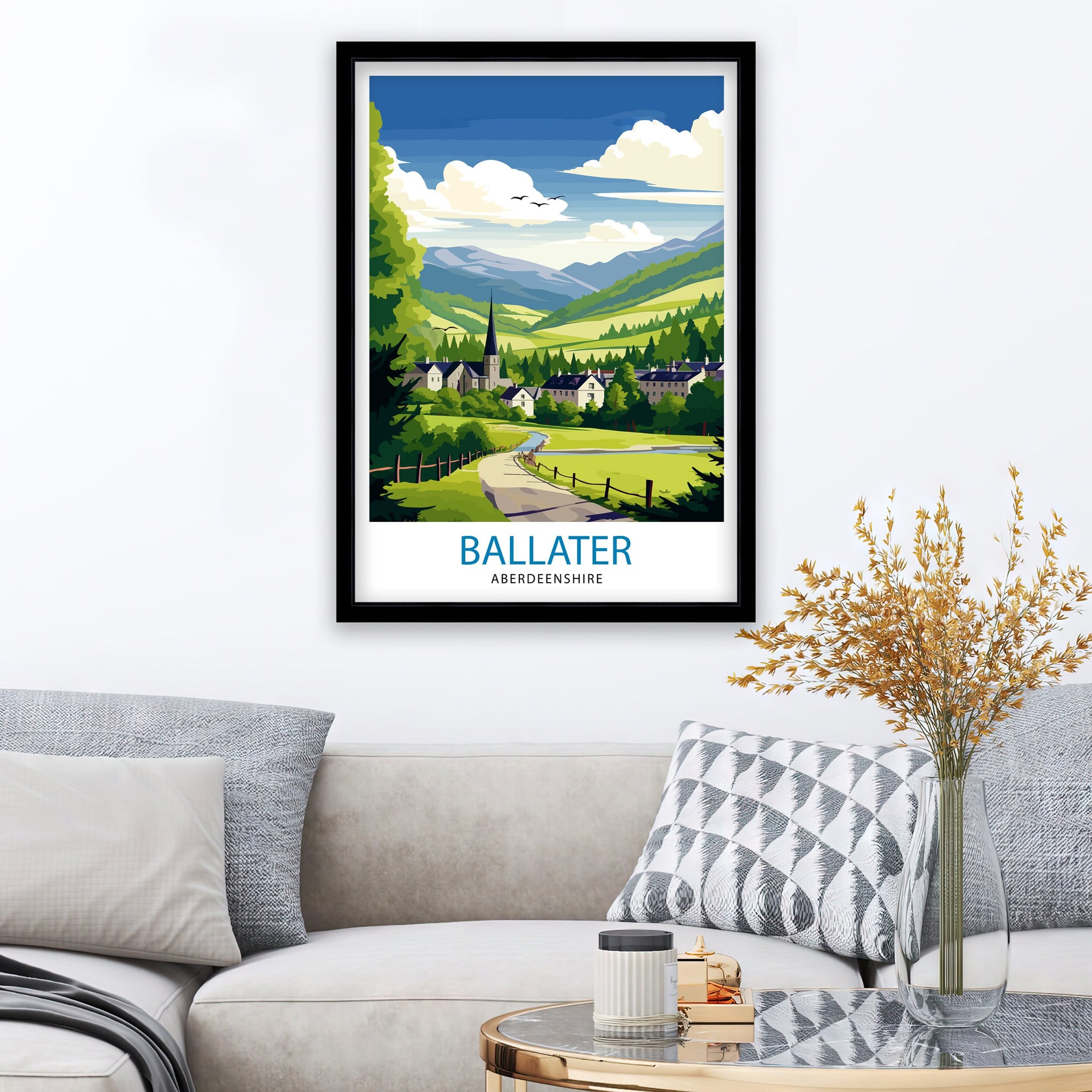 Ballater Aberdeenshire Travel Print Ballater Wall Decor Ballater Poster Aberdeenshire Travel Prints Ballater Art Print Ballater Illustration