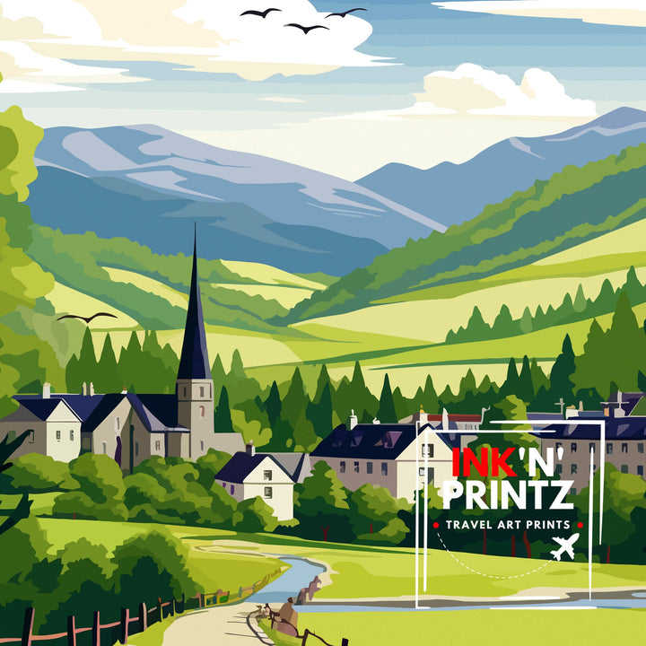 Ballater Aberdeenshire Travel Poster Ballater