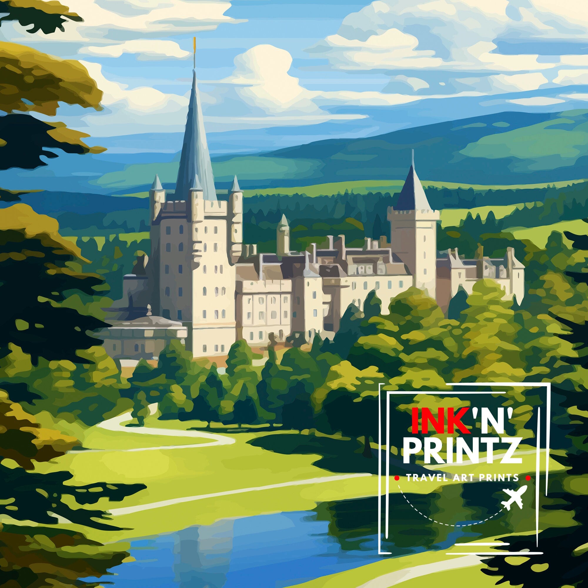 Balmoral Castle Aberdeenshire Travel Poster - Balmoral