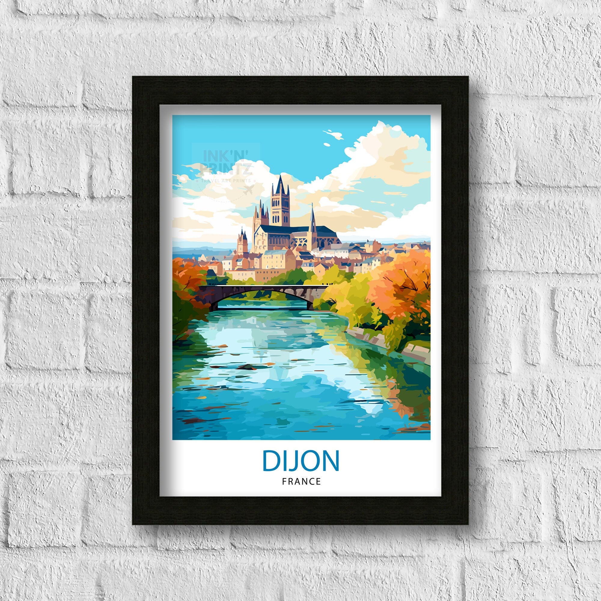 Dijon France Travel Print Dijon Wall Art Dijon Home Decor Dijon France Illustration Travel Poster Gift For Dijon France Home Decor