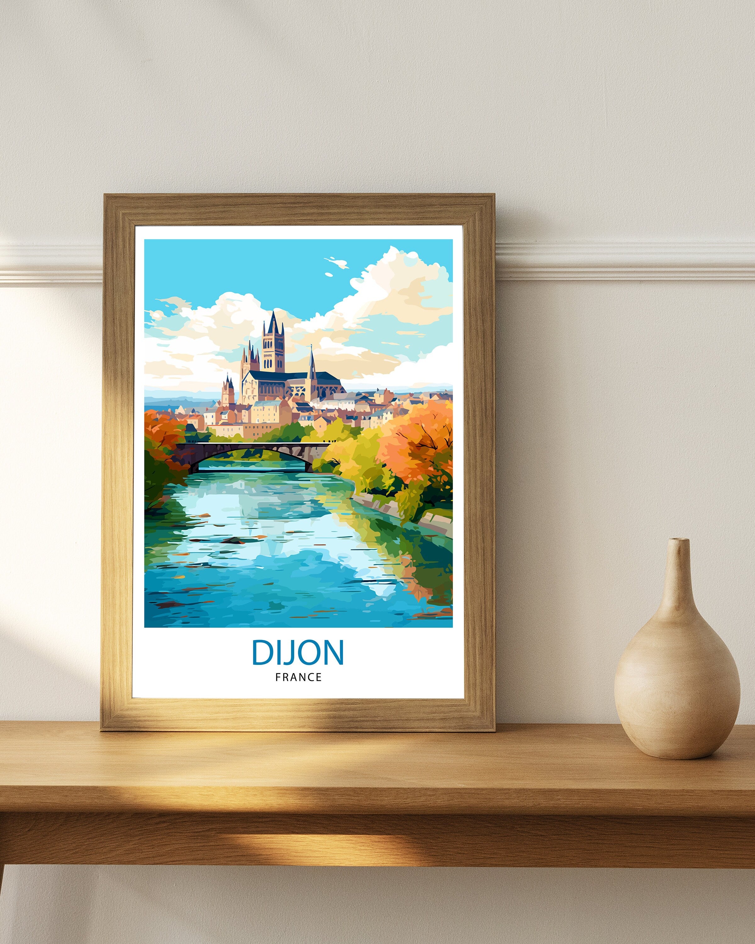 Dijon France Travel Print Dijon Wall Art Dijon Home Decor Dijon France Illustration Travel Poster Gift For Dijon France Home Decor