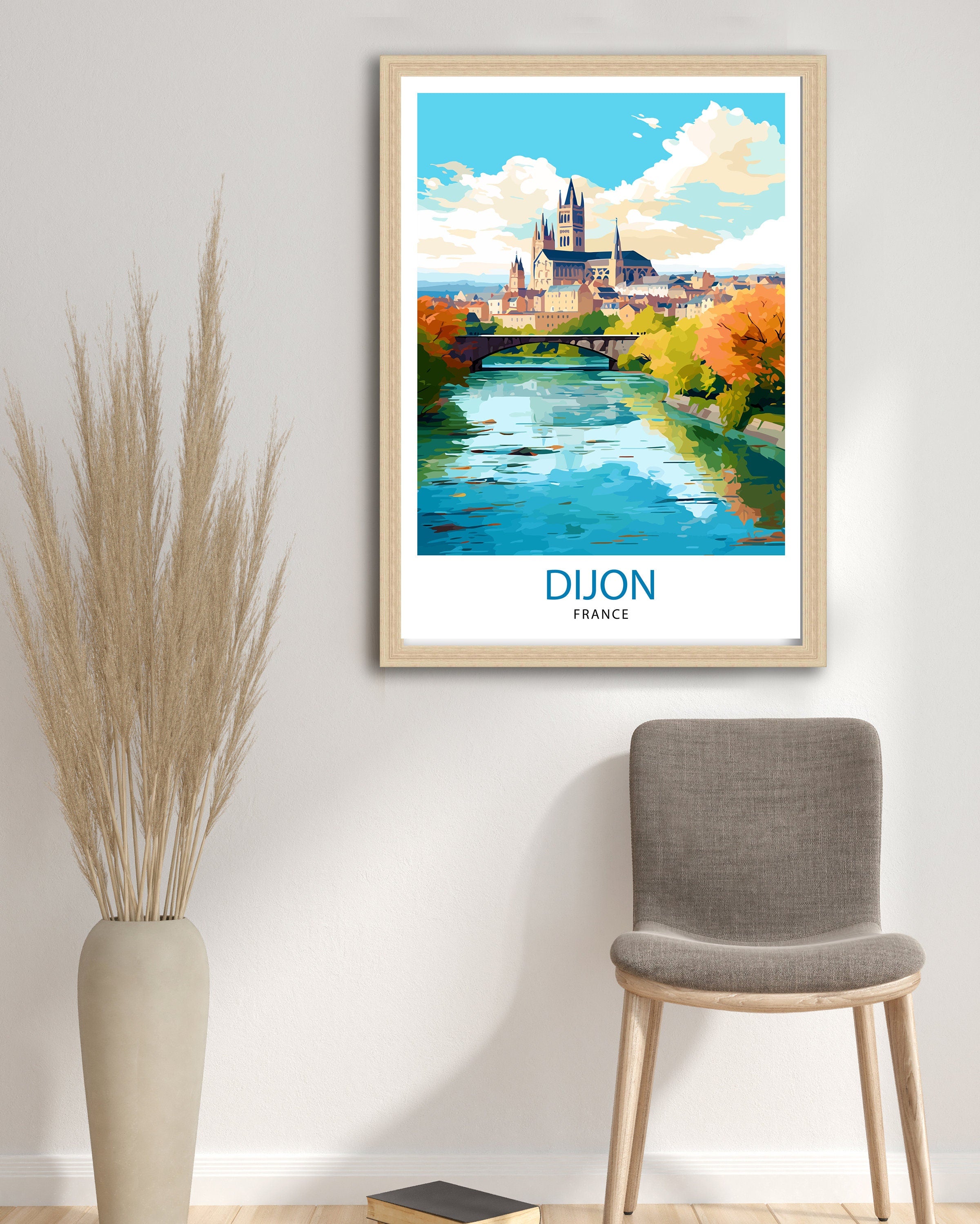 Dijon France Travel Print Dijon Wall Art Dijon Home Decor Dijon France Illustration Travel Poster Gift For Dijon France Home Decor