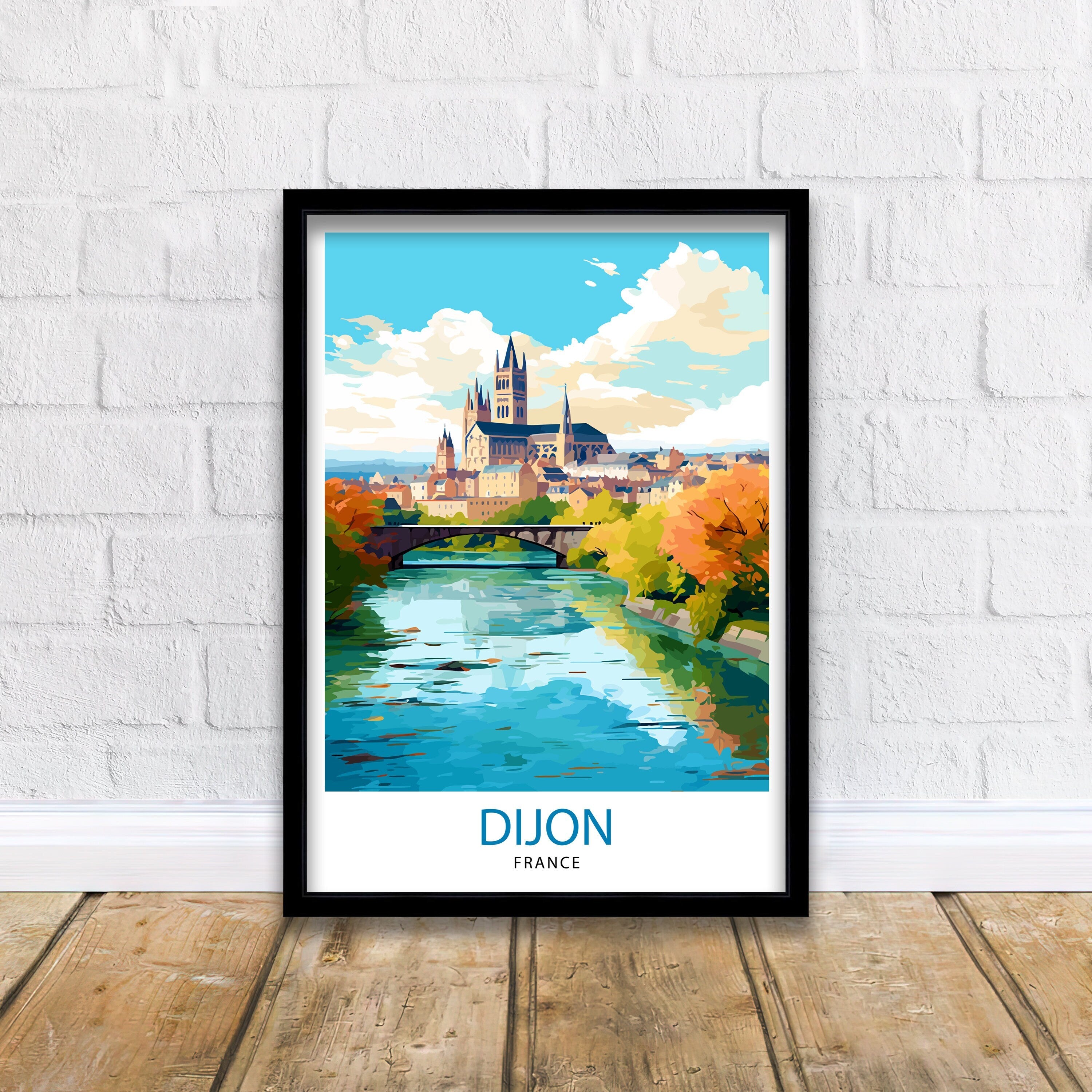 Dijon France Travel Print Dijon Wall Art Dijon Home Decor Dijon France Illustration Travel Poster Gift For Dijon France Home Decor