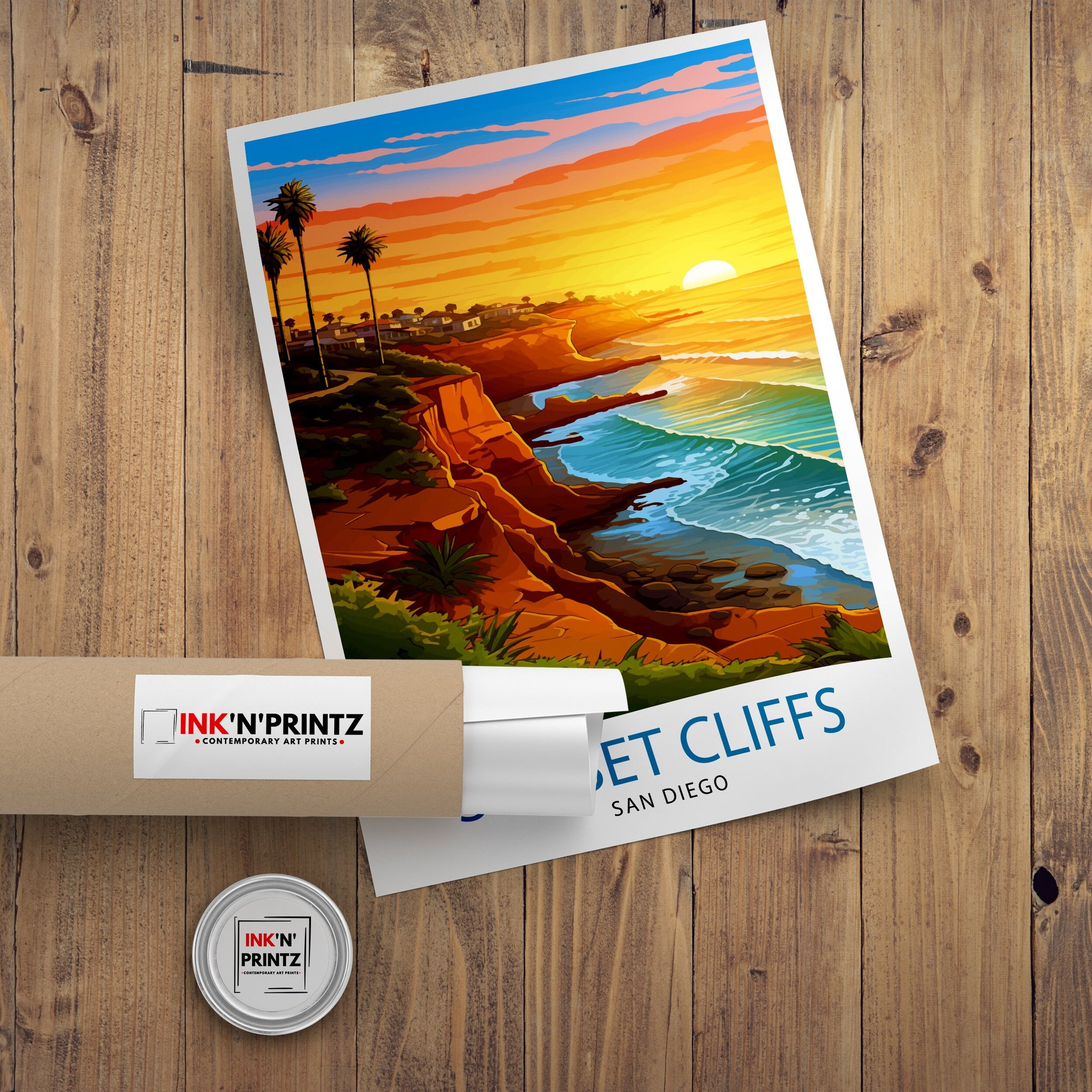 Sunset Cliffs San Diego Travel Print| Sunset Cliffs Wall Decor San Diego Poster California Travel Prints Sunset Cliffs Art Print Sunset