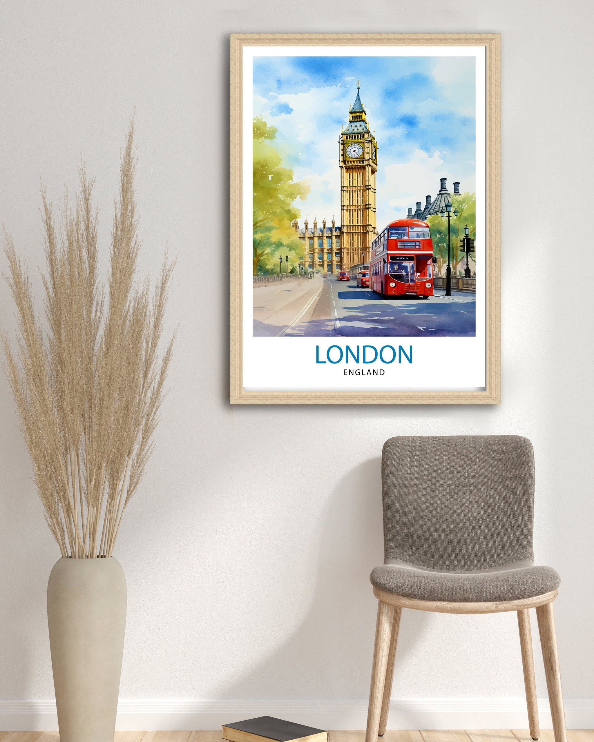 London Travel Print London Wall Art London Home Decor London Illustration Travel Poster Gift For London UK Home Decor