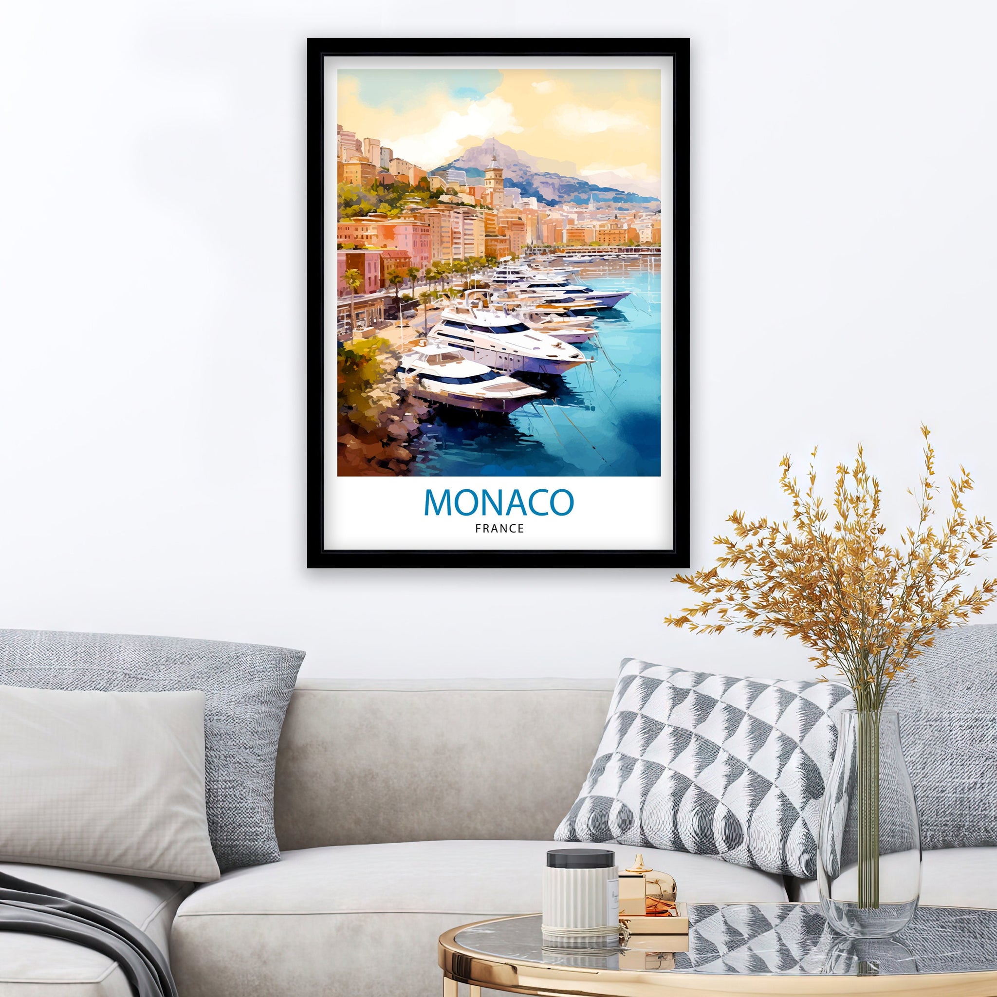 Monaco Travel Poster | Yacht Harbor Art Print