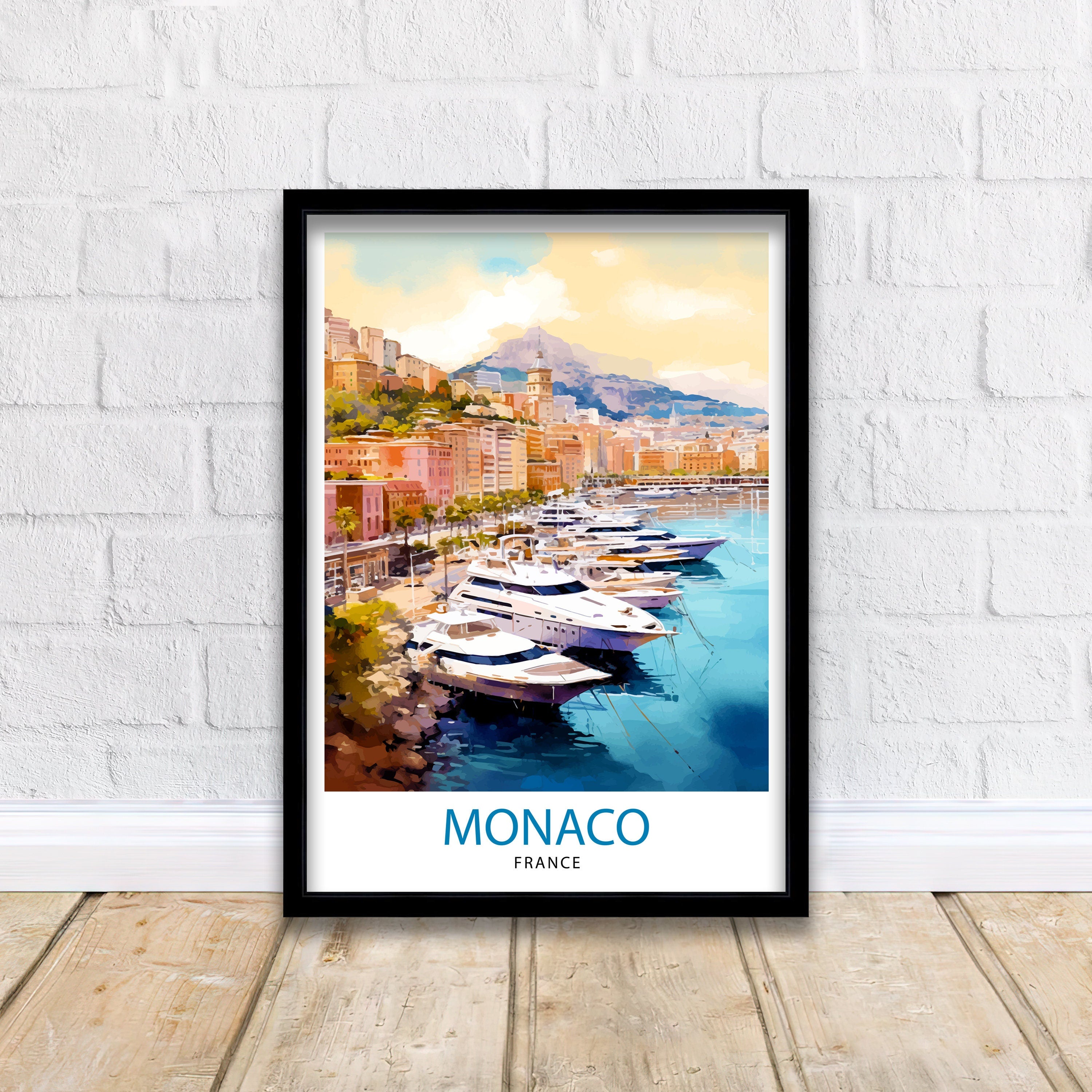 Monaco Travel Poster | Yacht Harbor Art Print