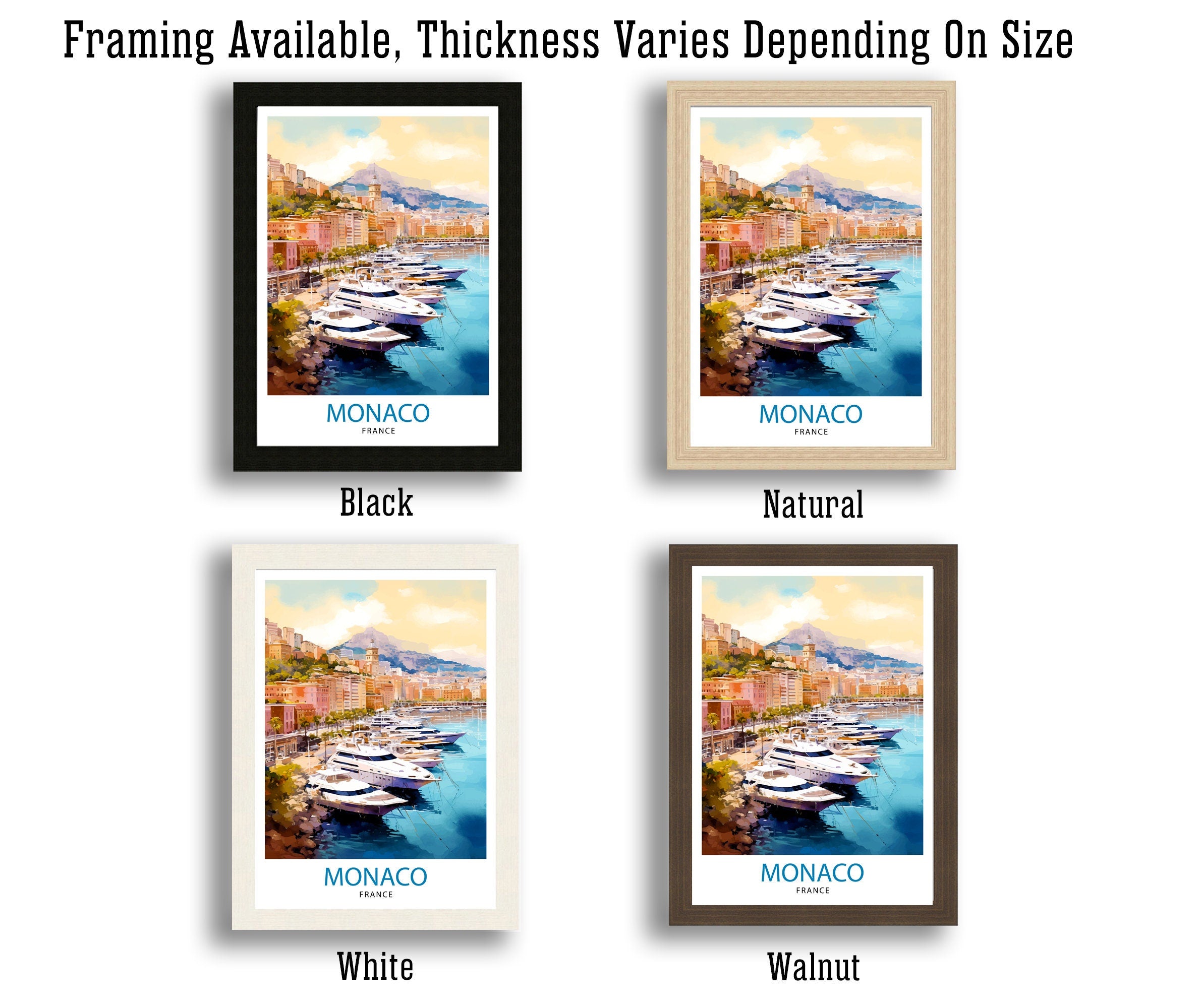 Monaco Travel Poster | Yacht Harbor Art Print