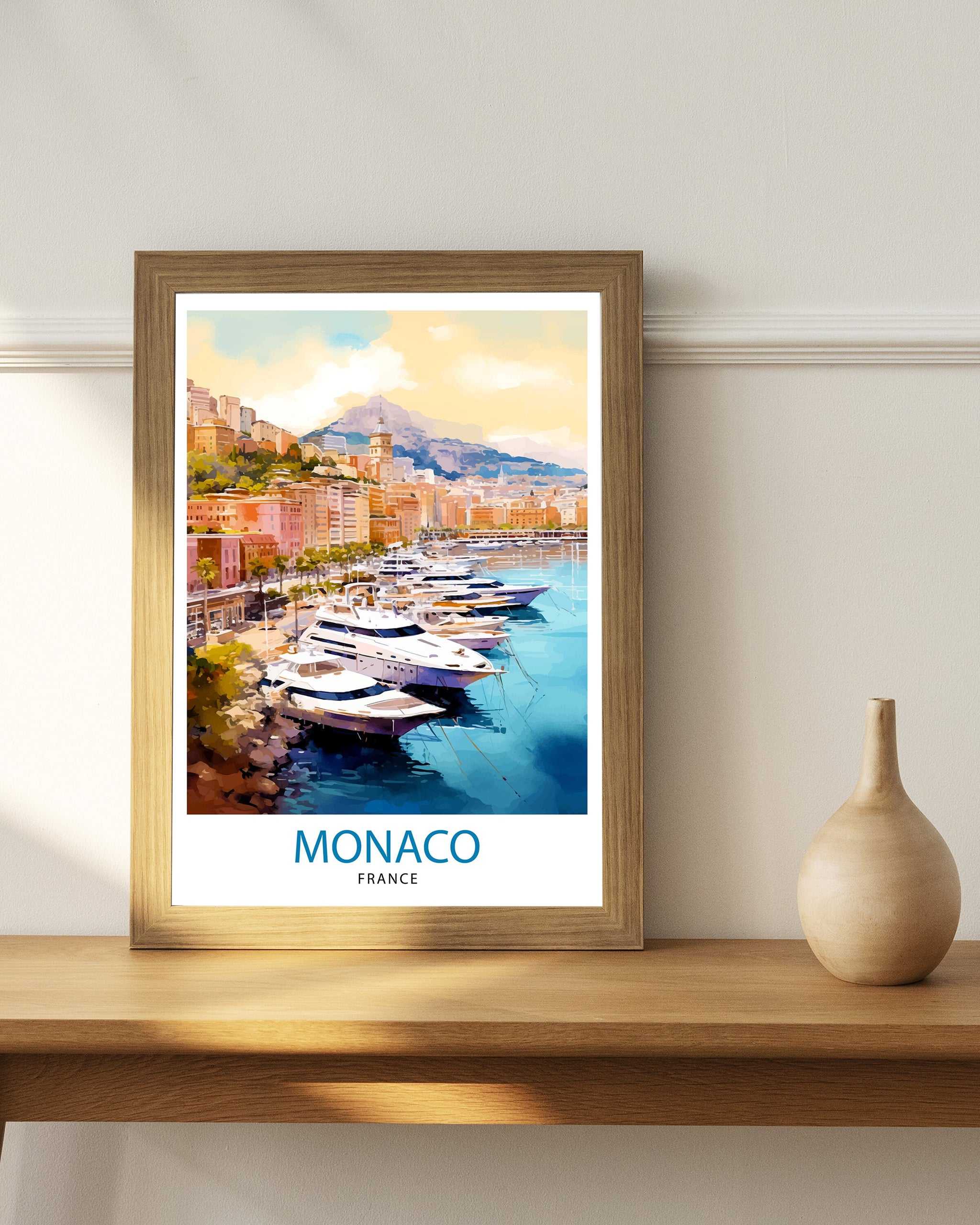 Monaco Travel Poster | Yacht Harbor Art Print