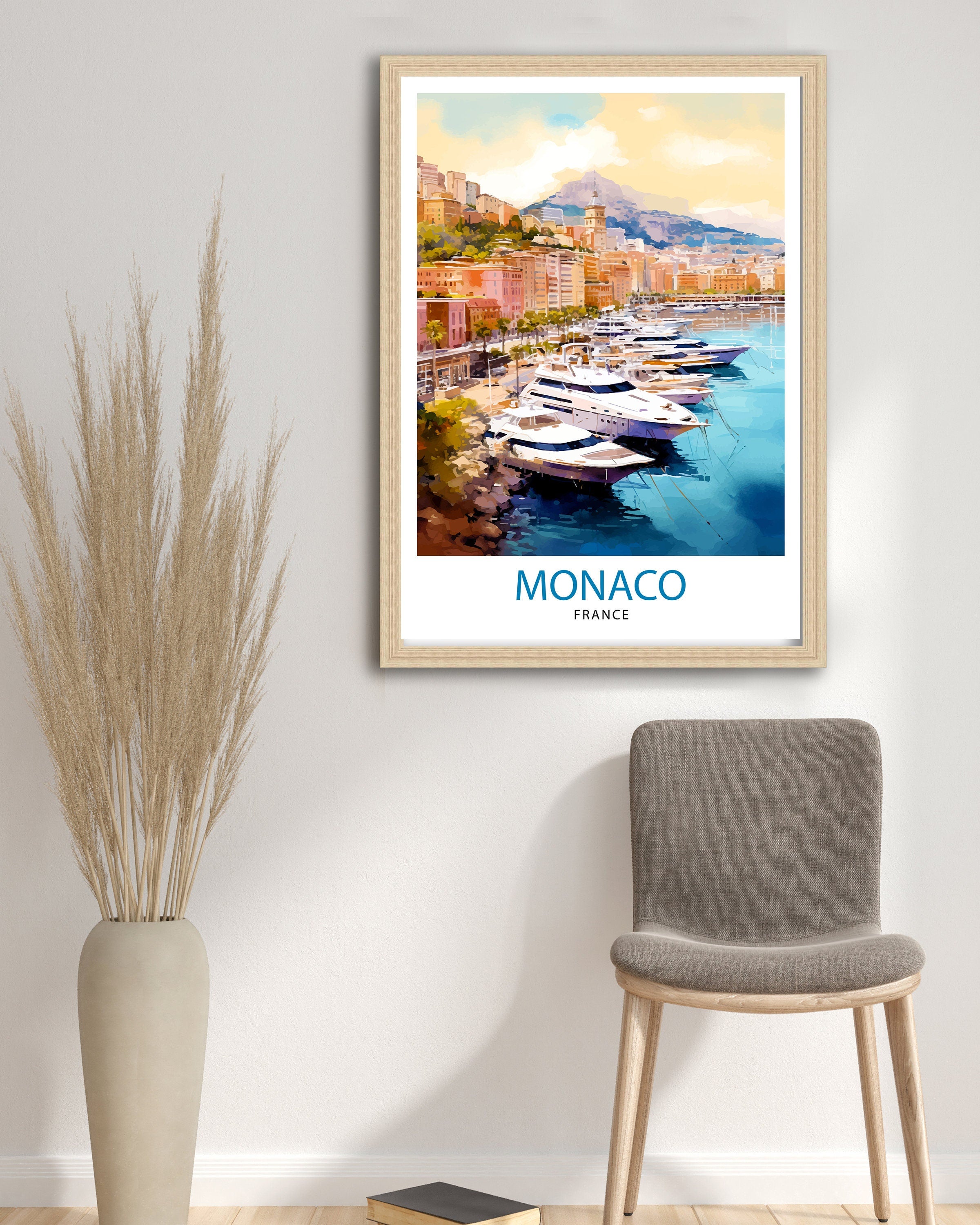 Monaco Travel Poster | Yacht Harbor Art Print