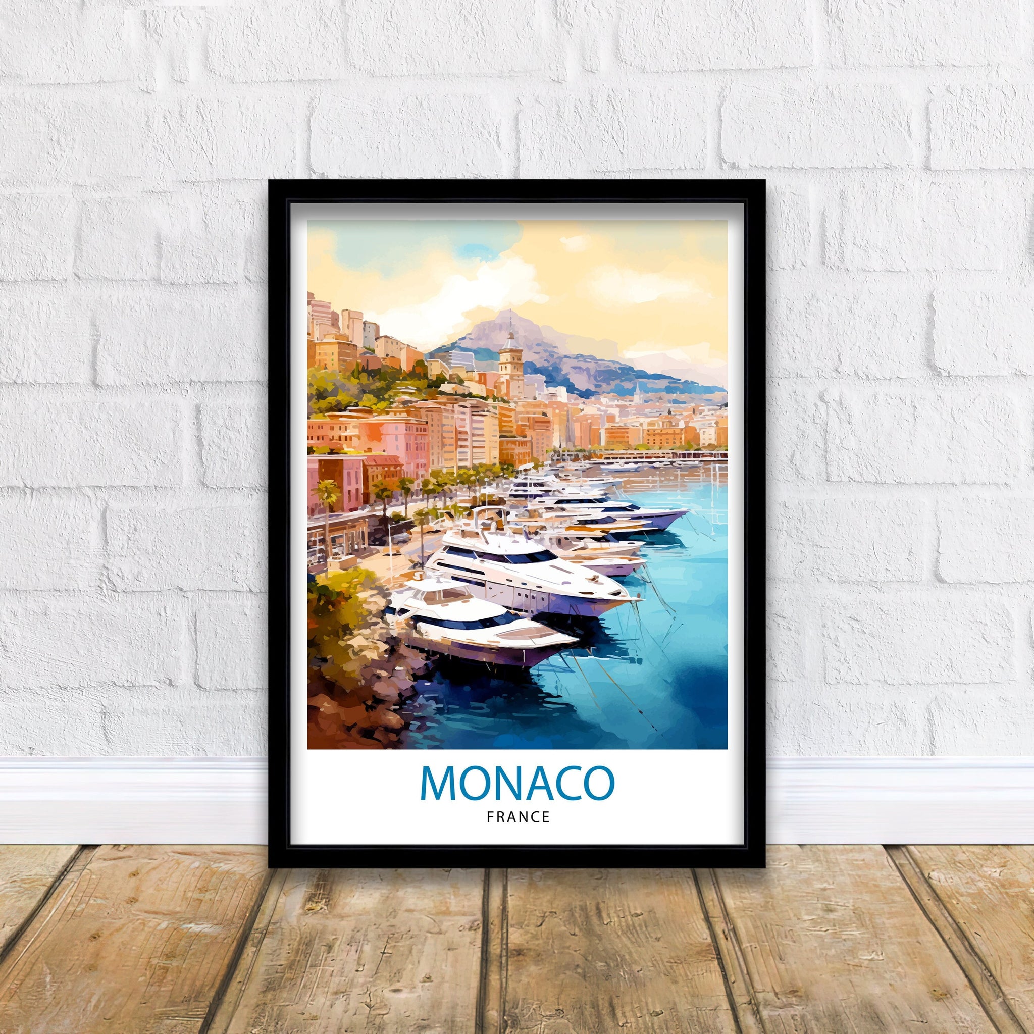 Monaco Travel Poster | Yacht Harbor Art Print