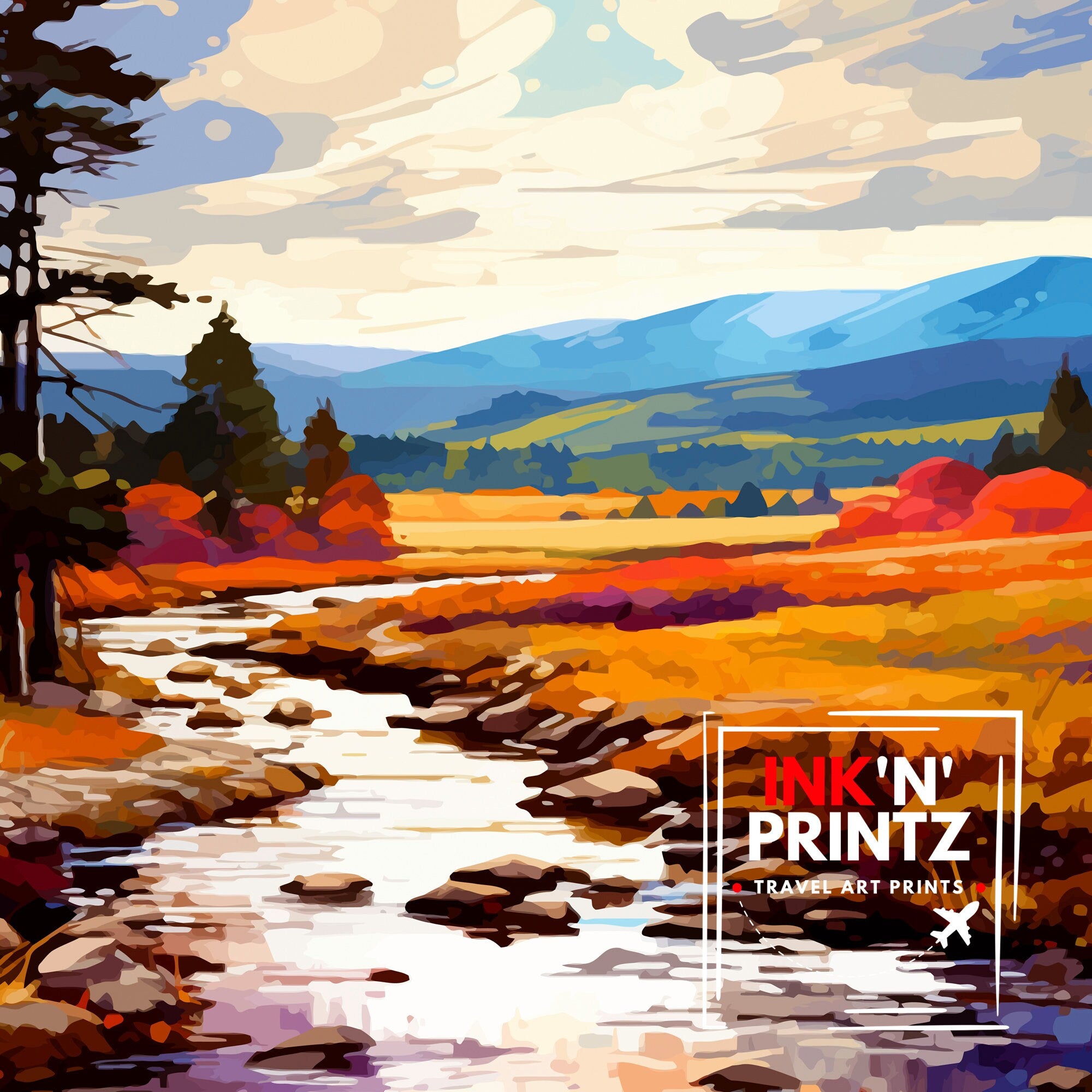 Glen Tanar Scotland Travel Print Glen Tanar Wall Decor Glen Tanar Poster Scotland Travel Prints Glen Tanar Art Print Glen Tanar Illustration