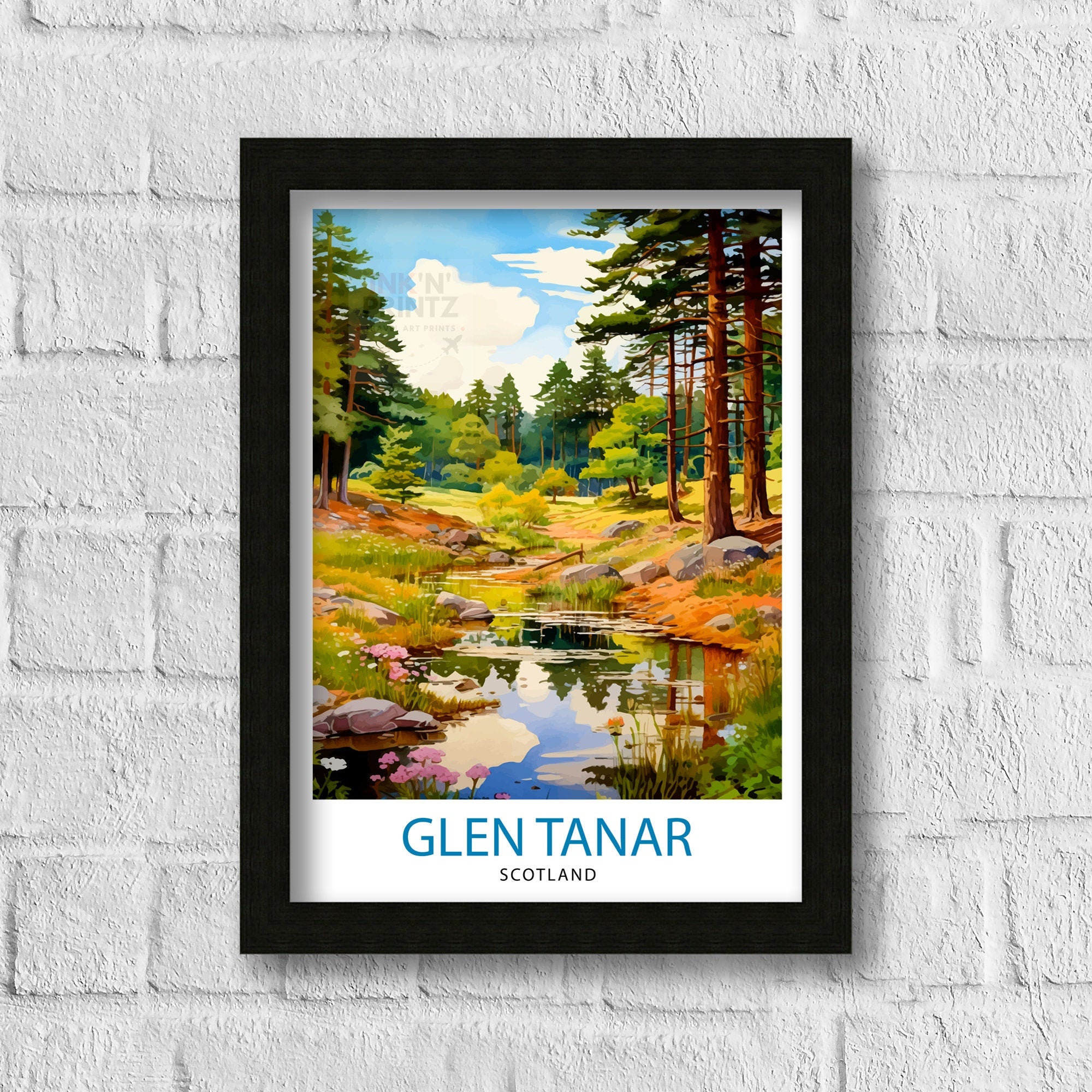 Glen Tanar Scotland Travel Print Glen Tanar Wall Decor Glen Tanar Poster Scotland Travel Prints Glen Tanar Art Print Glen Tanar Illustration