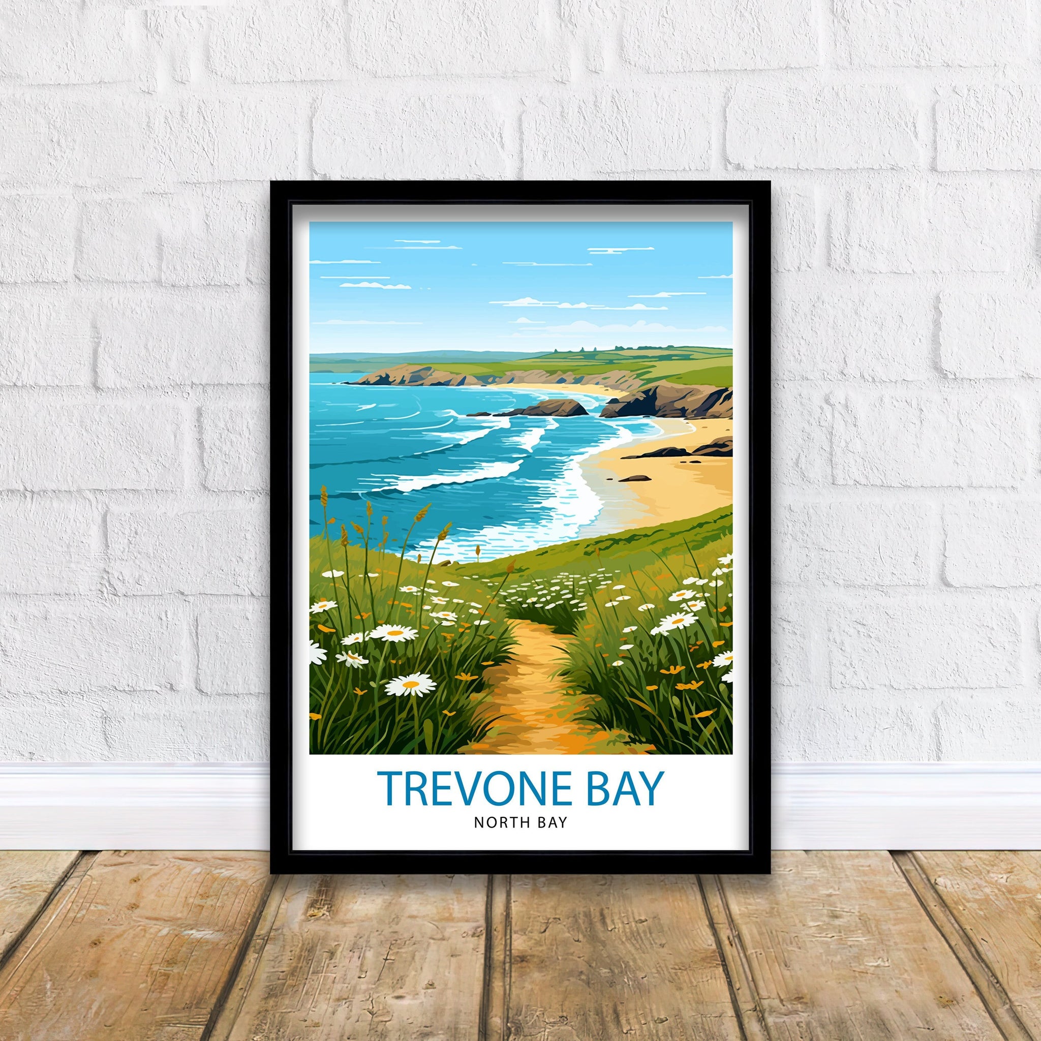 Trevone Bay Cornwall Travel Print Trevone Bay Wall Decor Trevone Bay Poster Cornwall Travel Prints Trevone Bay Art Print Trevone Bay