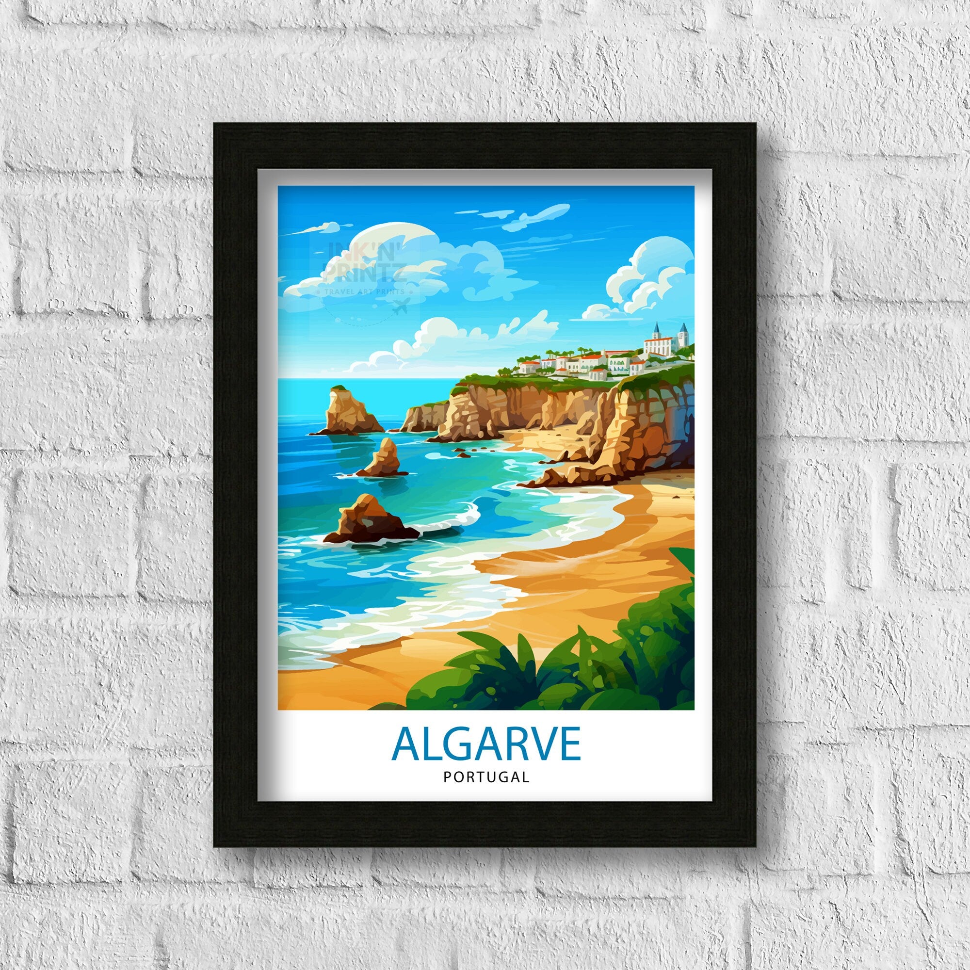 Algarve Portugal Travel Print Algarve Wall Decor Algarve Poster Portugal Travel Prints Algarve Art Print Algarve Illustration Algarve Wall
