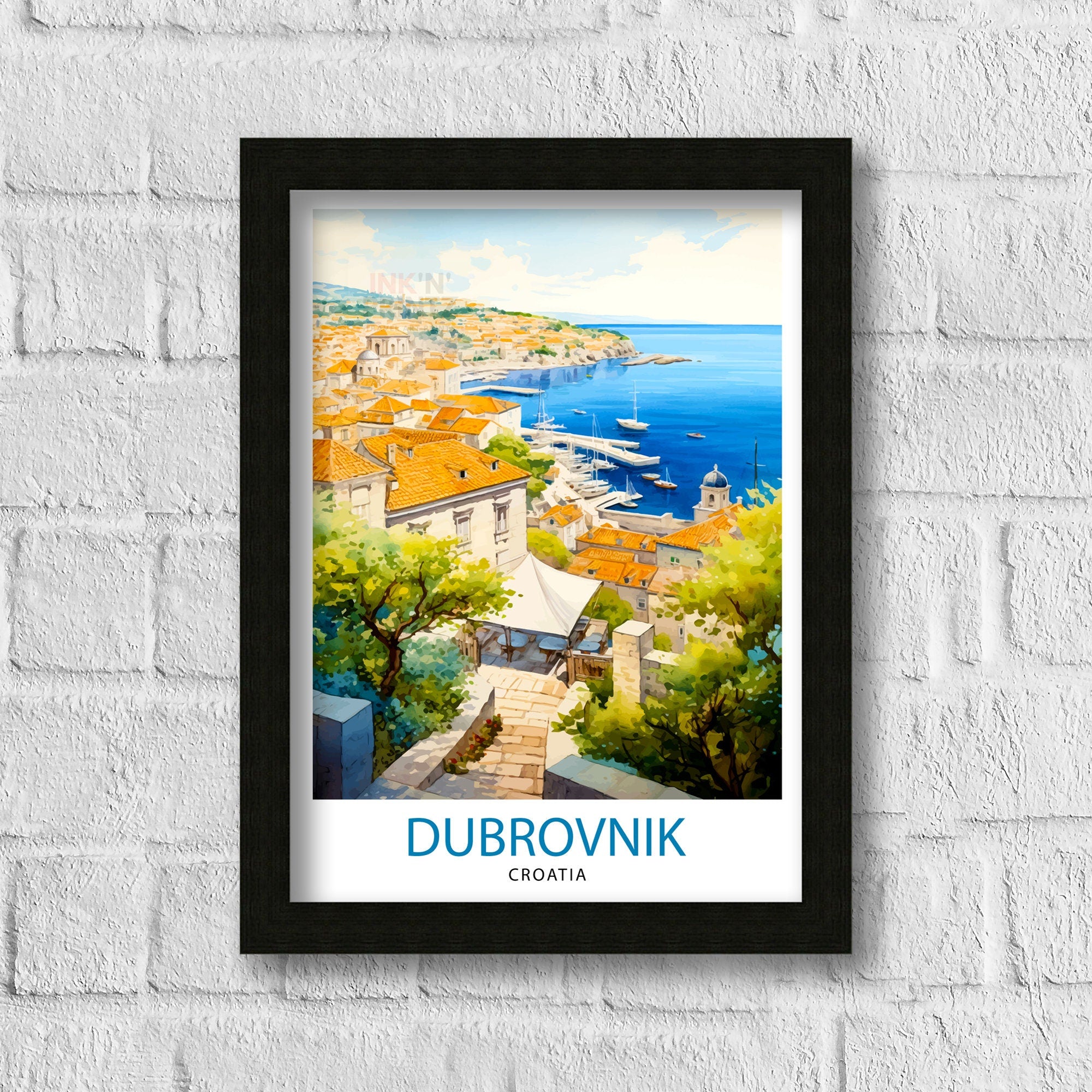 Dubrovnik Croatia Travel Print Dubrovnik Wall Decor Dubrovnik Poster Croatia Travel Prints Dubrovnik Art Print Dubrovnik Illustration