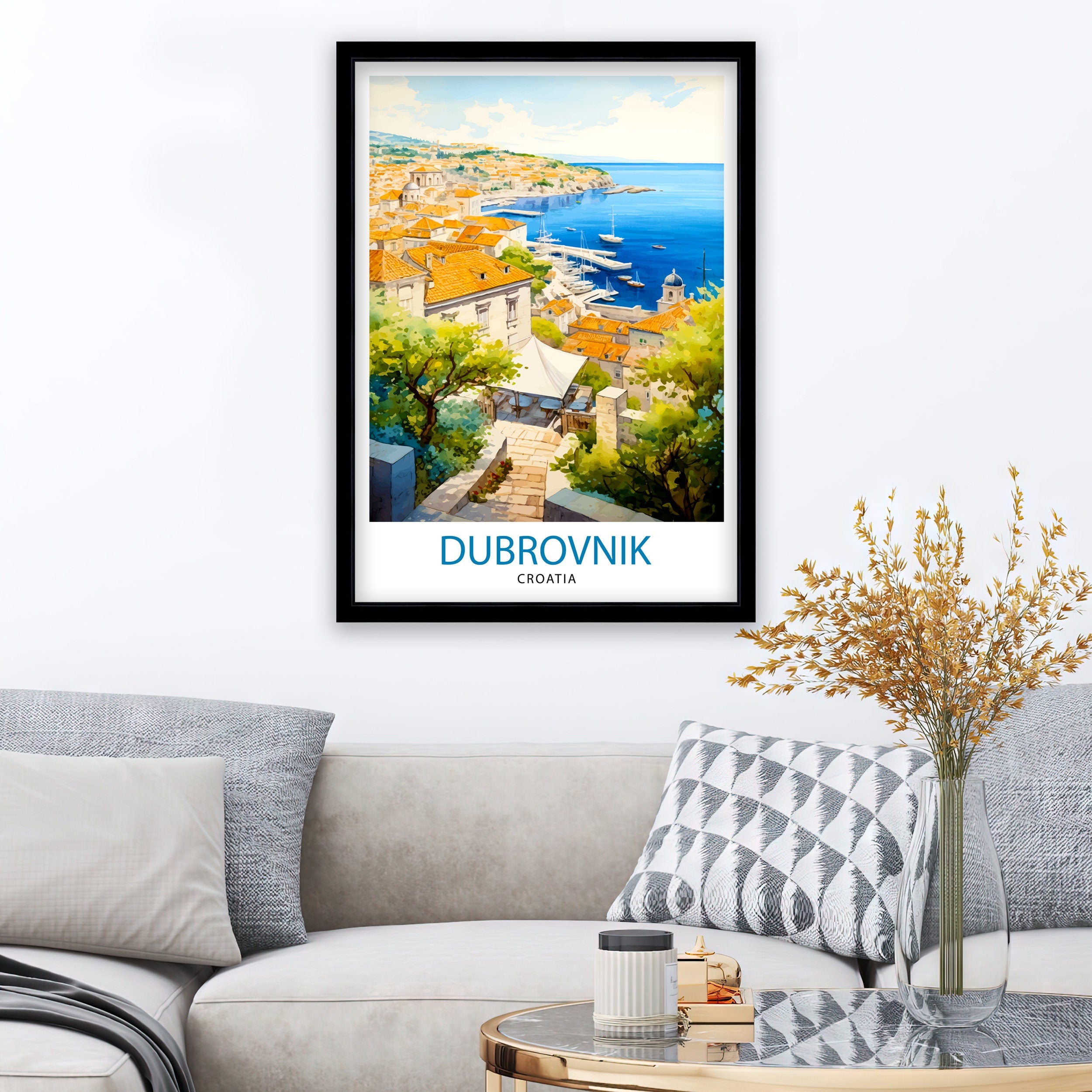 Dubrovnik Croatia Travel Print Dubrovnik Wall Decor Dubrovnik Poster Croatia Travel Prints Dubrovnik Art Print Dubrovnik Illustration