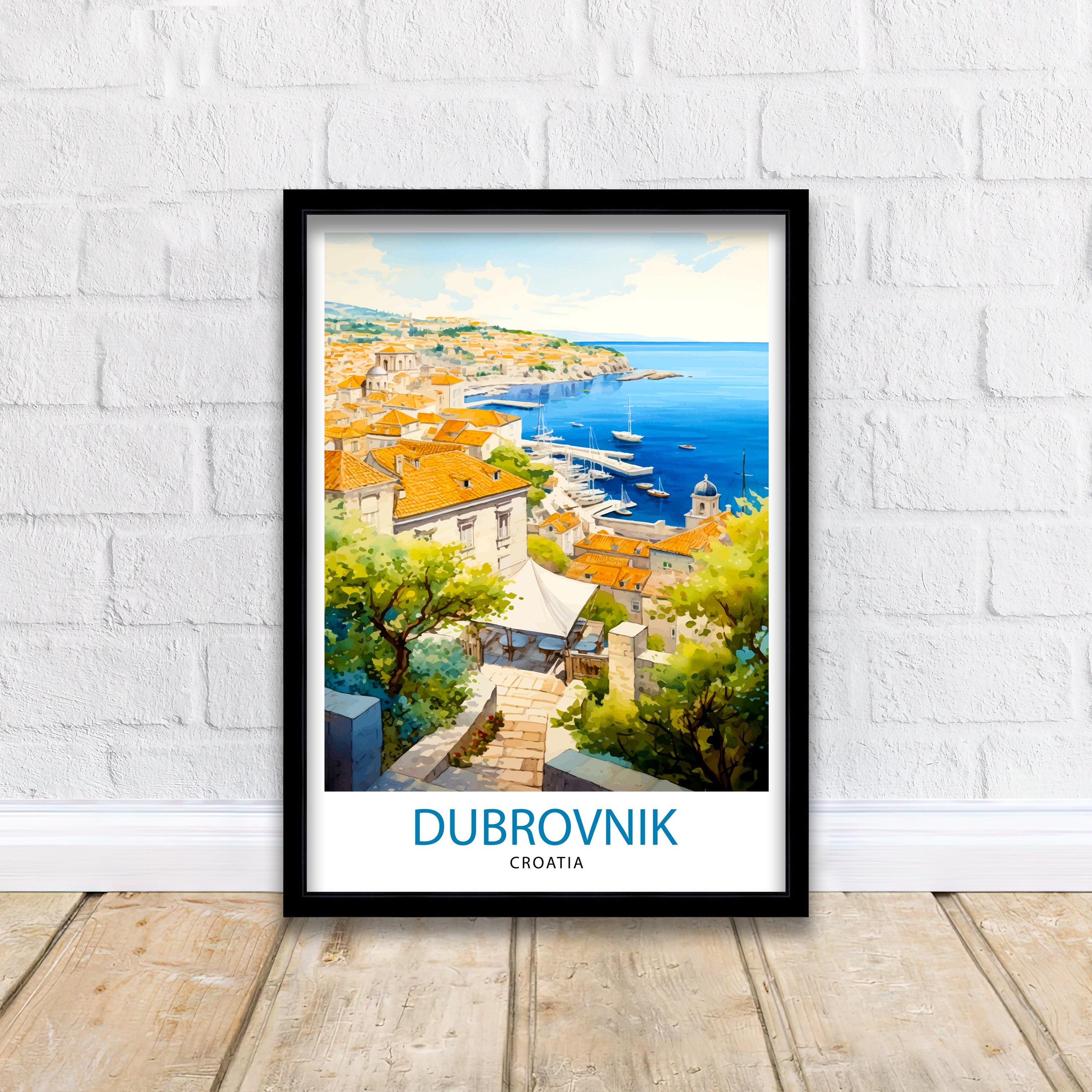 Dubrovnik Croatia Travel Print Dubrovnik Wall Decor Dubrovnik Poster Croatia Travel Prints Dubrovnik Art Print Dubrovnik Illustration